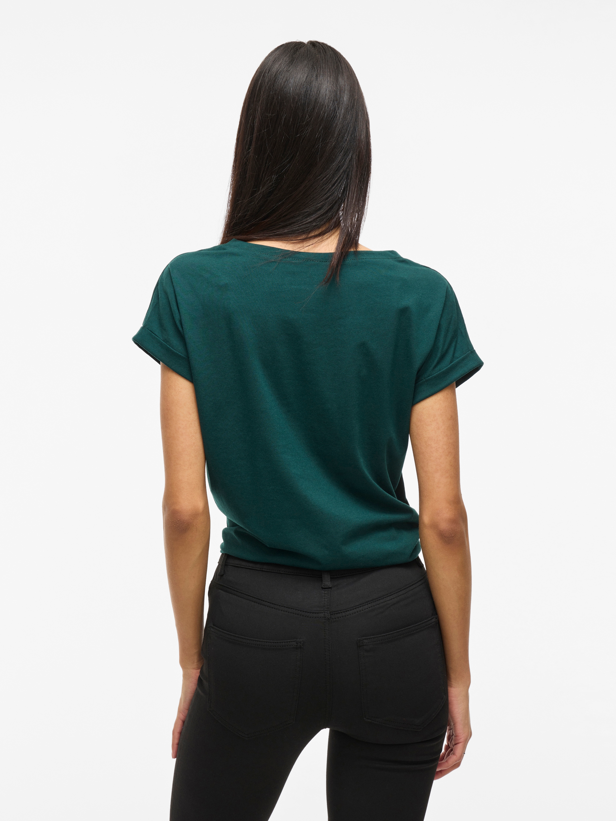 Vila Rundhalsshirt »VIDREAMERS NEW PURE T-SHIRT/SU-NOOS«, Basic Damen-T-Shirt mit Rundhalsausschnitt und umgeschlagenen Ärmeln