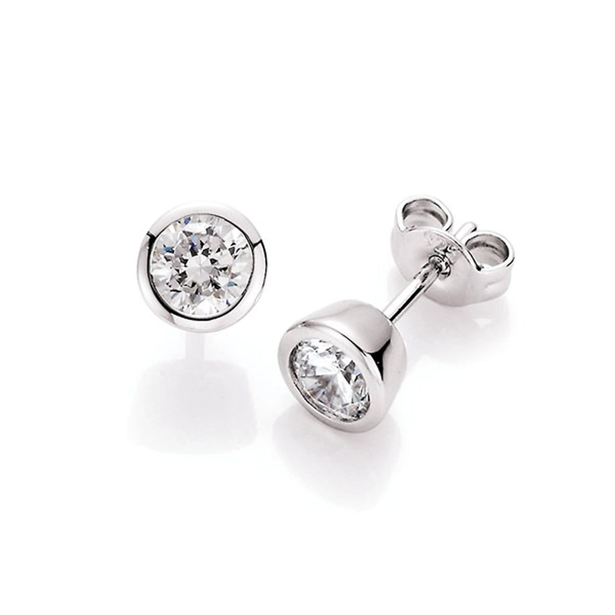 Smart Jewel Paar Ohrstecker »Ohrstecker schlicht, Zirkonia in Zargenfassung, Silber 925«