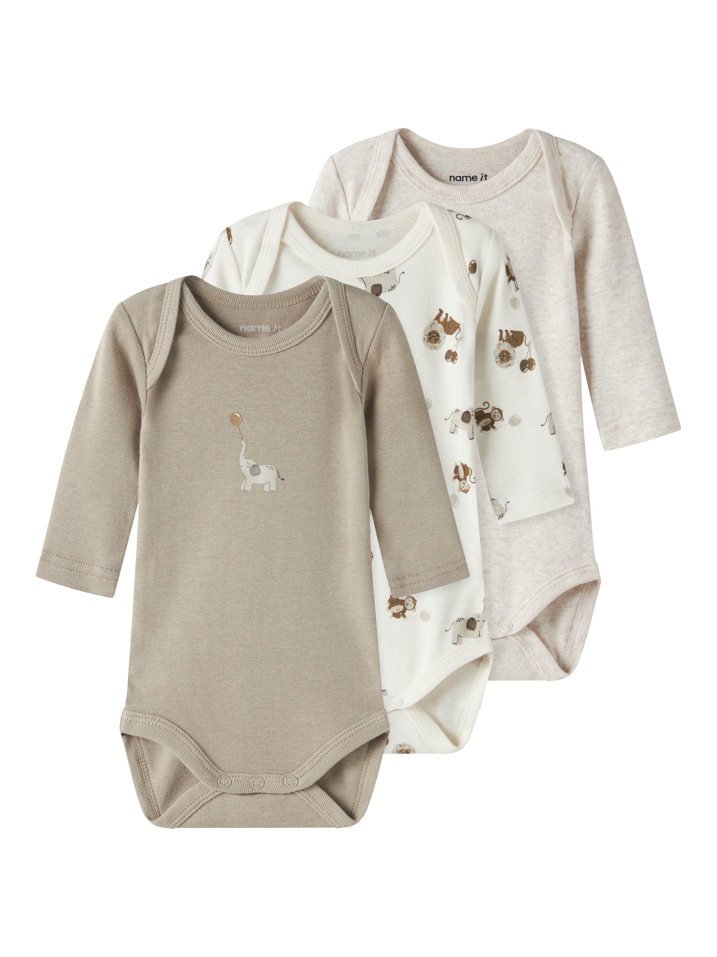 Name It Langarmbody »NBNBODY 3P LS ANIMAL NOOS« Packung, 3 tlg.