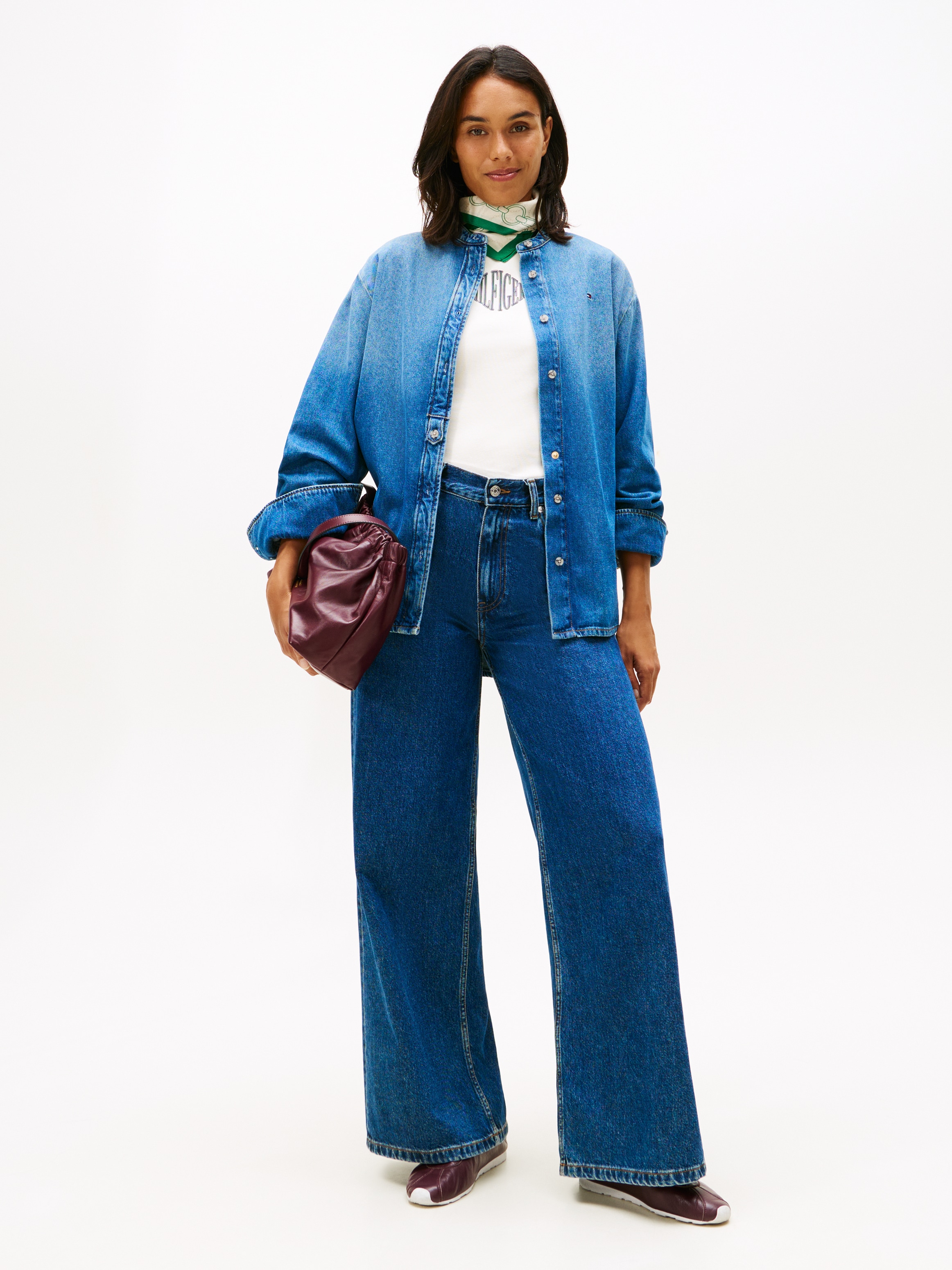 Tommy Hilfiger Jeansbluse »DNM GLOW STAND-COLLAR SHIRT LS«