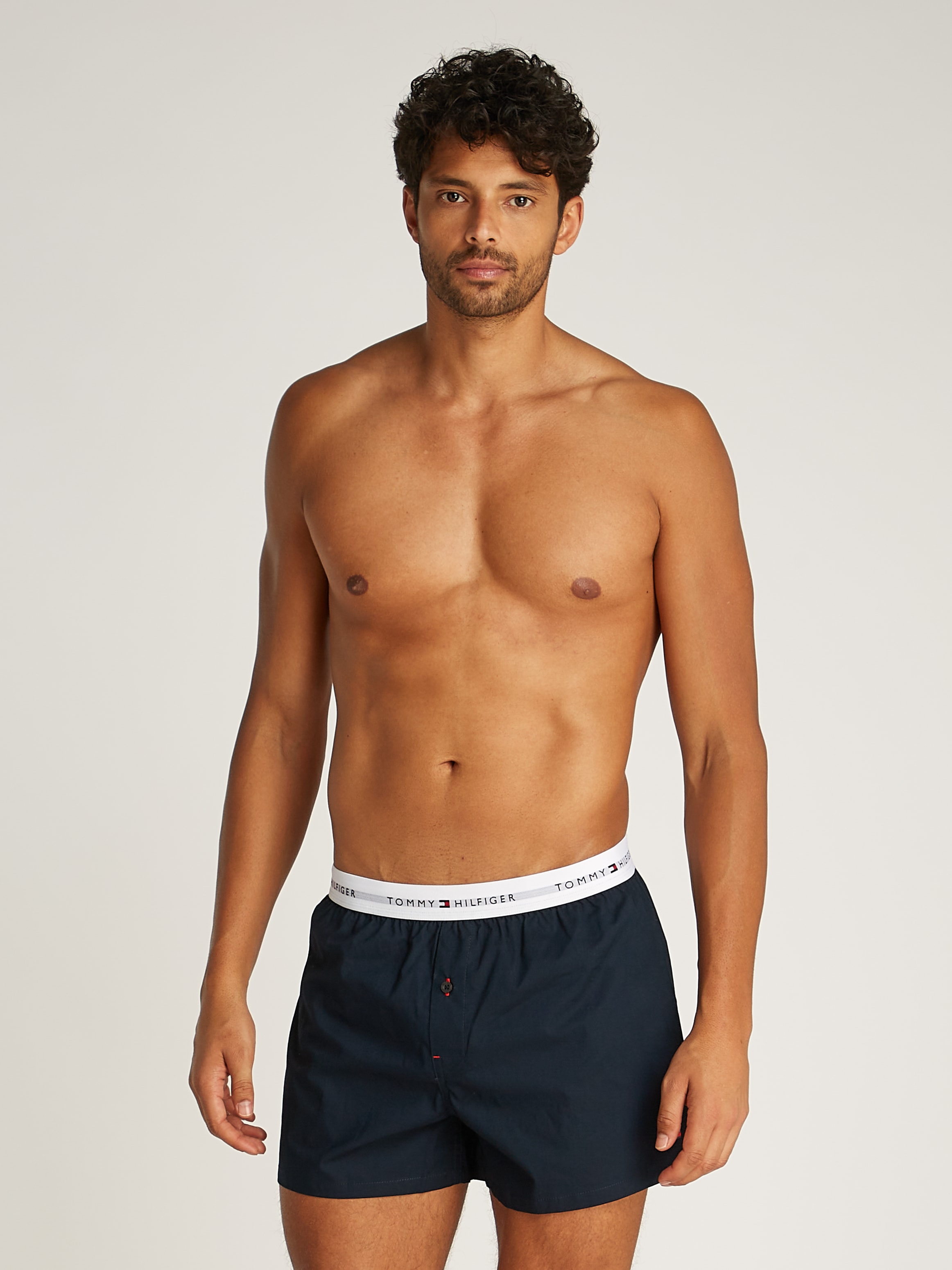 Tommy Hilfiger Underwear Webboxer »2P WOVEN BOXER«, (Packung, 2 St., 2er), mit Logobund