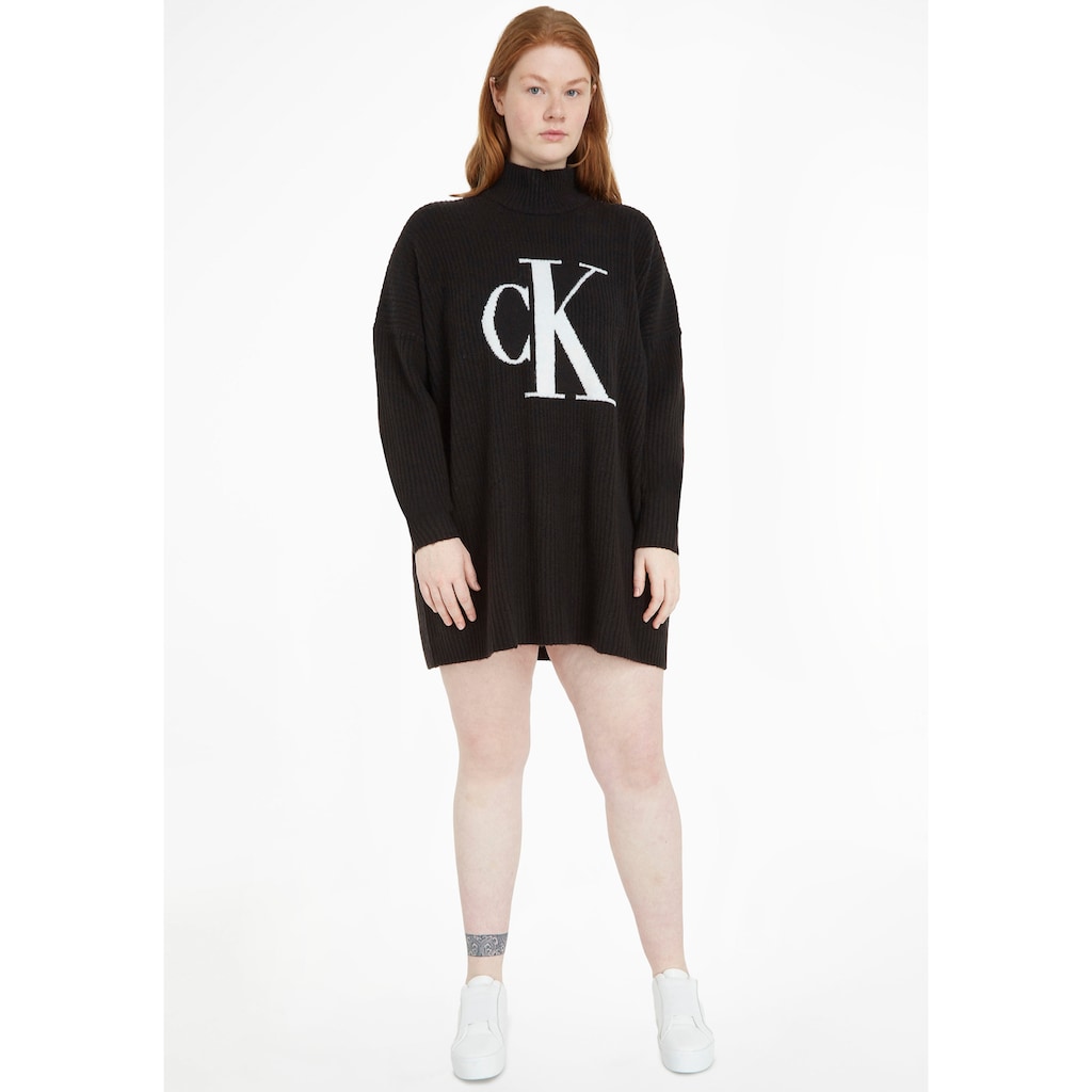 Calvin Klein Jeans Plus Strickpullover mit eingestricktem Logo vorn Calvin Klein Jeans Plus Strickpullover mit eingestricktem Logo vorn