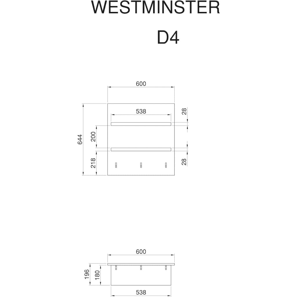 Home affaire Wandregal »Westminster«, mit 2 Ablageböden, 3 Haken, Breite 60 cm