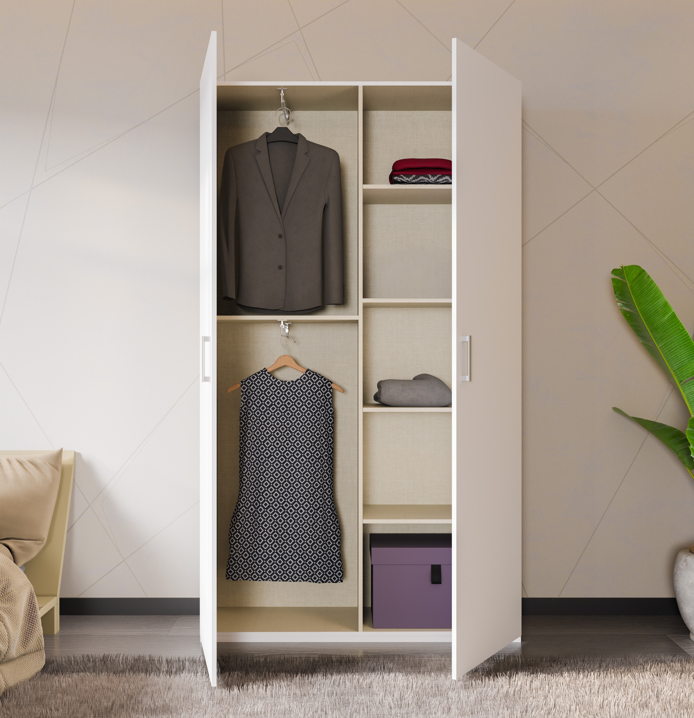 FORTE Kleiderschrank B/H/T 119,5/210,5/42cm, stehende Montage