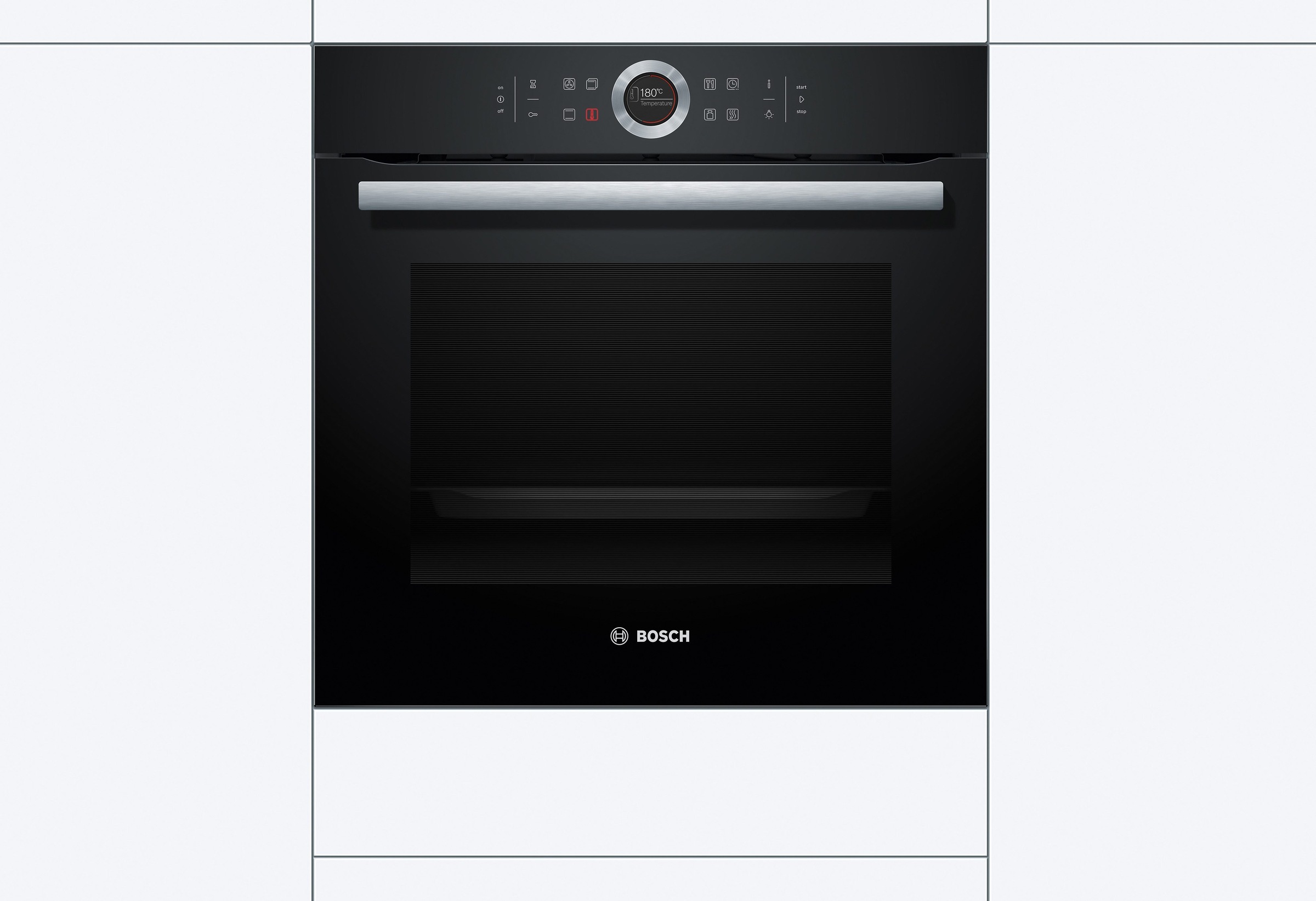 BOSCH Einbaubackofen Serie 8 »HBG635BB1«, mit Teleskopauszug nachrüstbar, ecoClean Direct, mit Pizzastufe