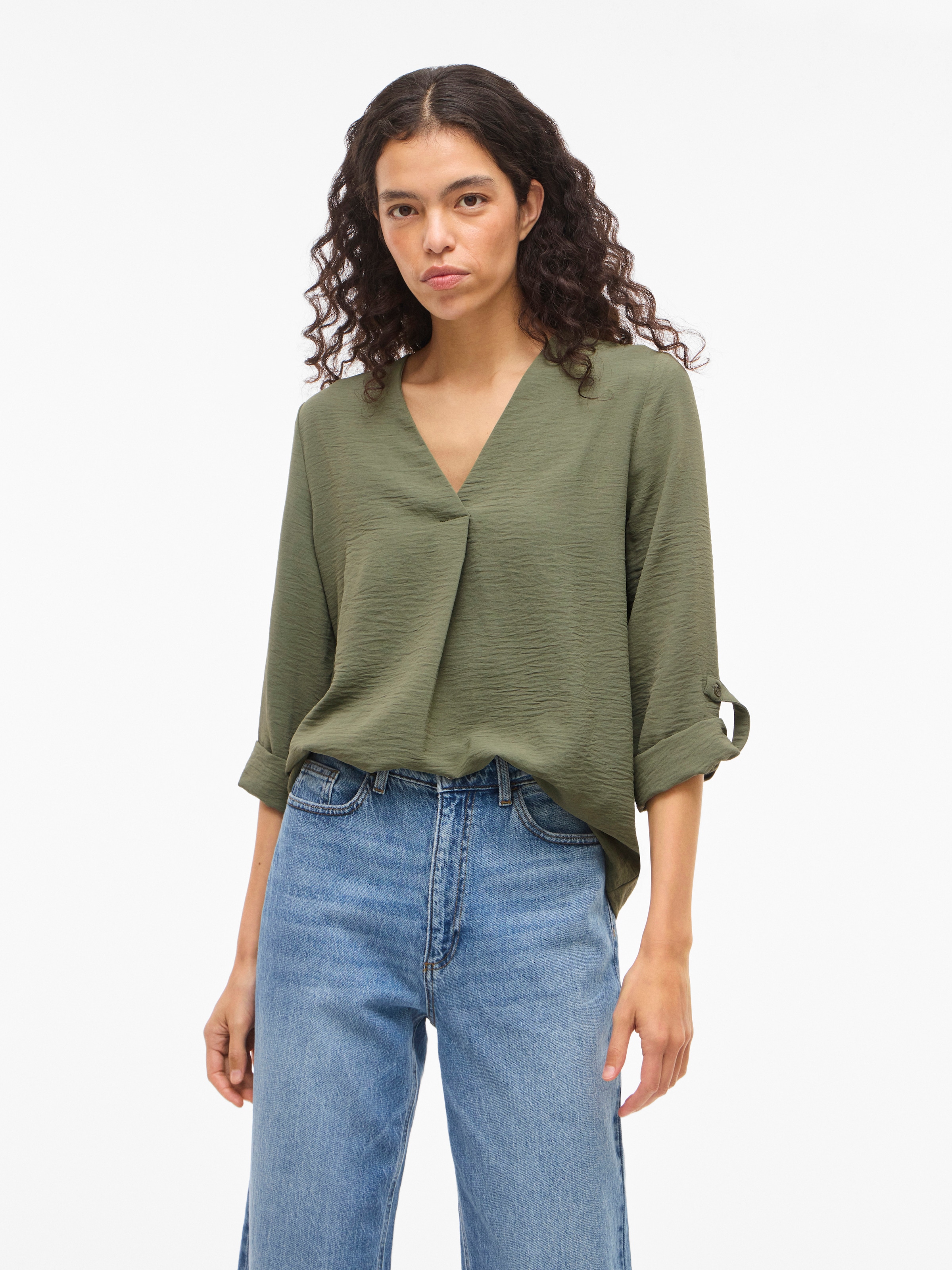 Vila Blusenshirt »VIJOSA 3/4 V-NECK TOP - NOOS«