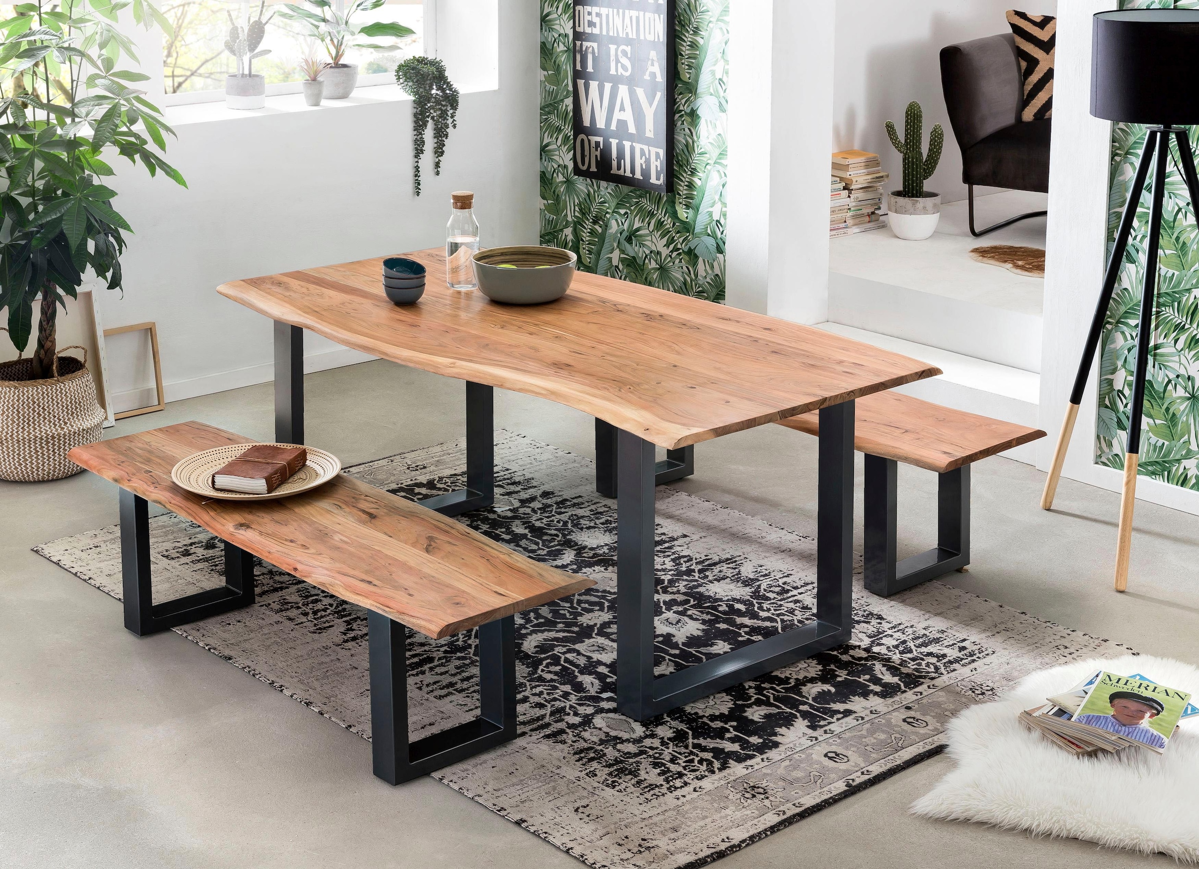 SIT Esstisch »Tops&Tables«, mit Tischplatte wie auf bestellen Akazie aus Raten gewachsen mit Baumkante