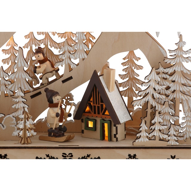 Home affaire LED Baum »Schneelandschaft«, mit Hütte und Skifahrern, Höhe ca.  48 cm online kaufen | mit 3 Jahren XXL Garantie