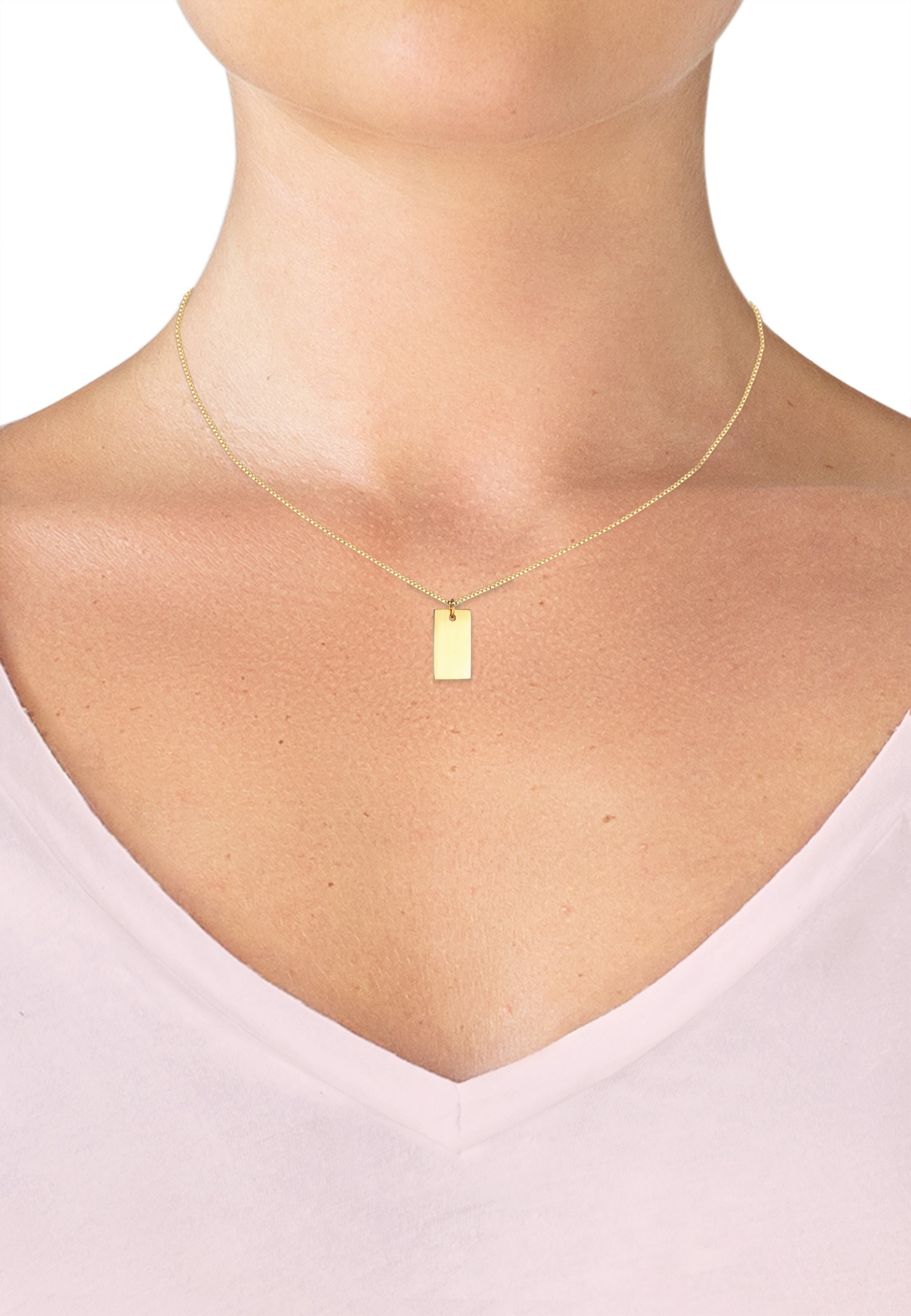Elli Kette mit Anhänger »Halskette Rechteck Geo Basic 925 Silber«