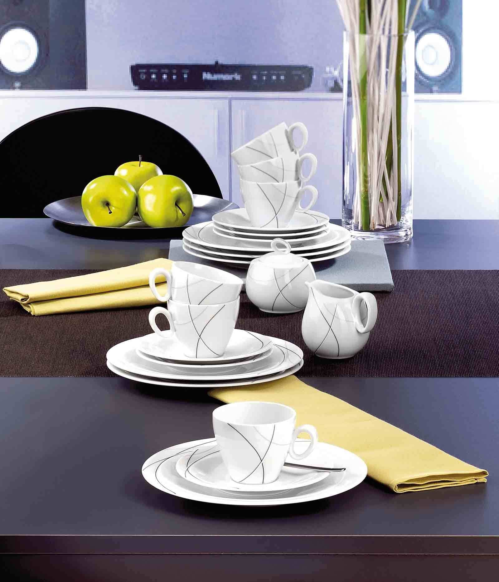 Seltmann Weiden Geschirr-Set »Kaffeeservice Trio Highline 20er Set schwarz-weiß«