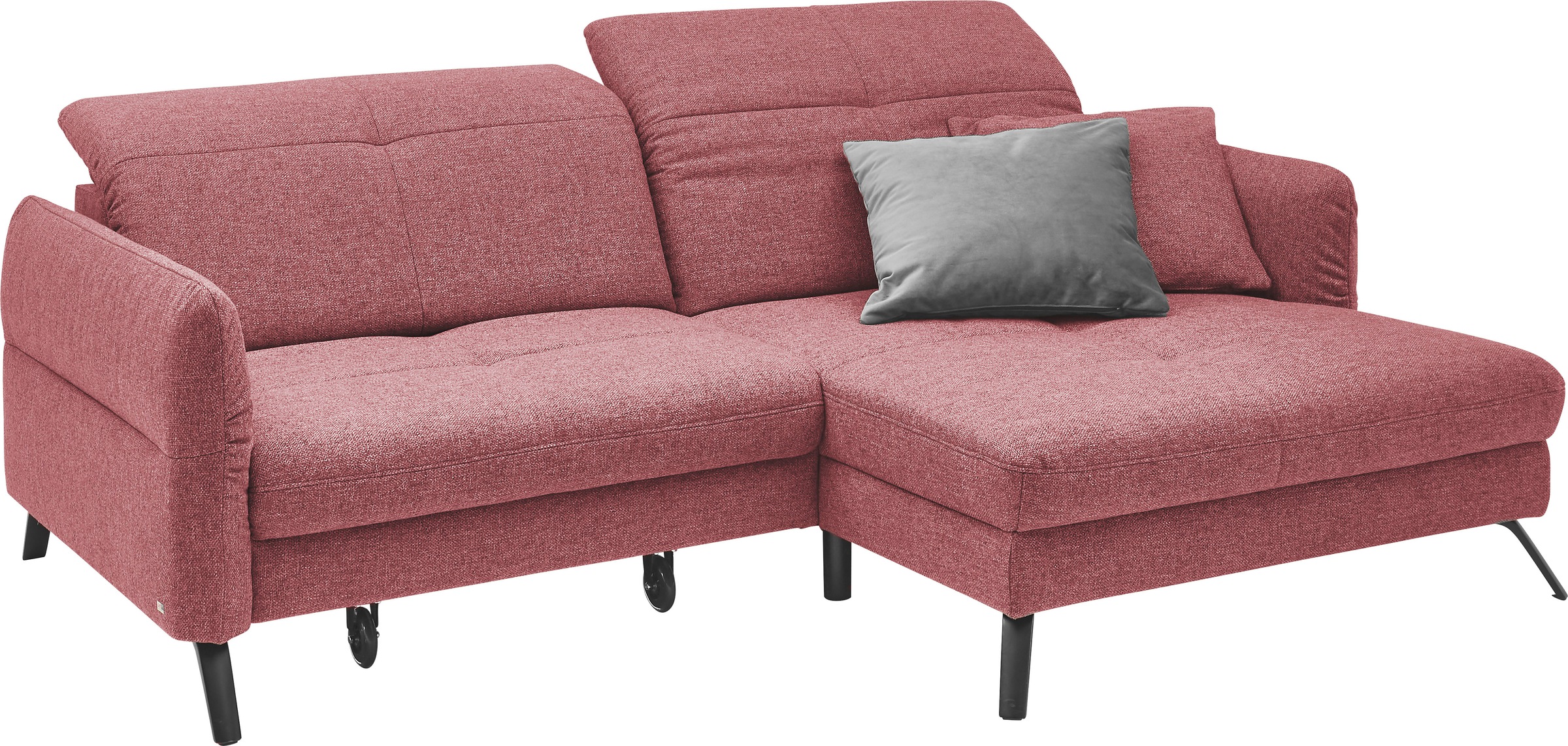 set one by Musterring Ecksofa »SO 4400 V«, wahlweise mit motorischer Bettfunktion & Kopfverstellung, Fuß schwarz