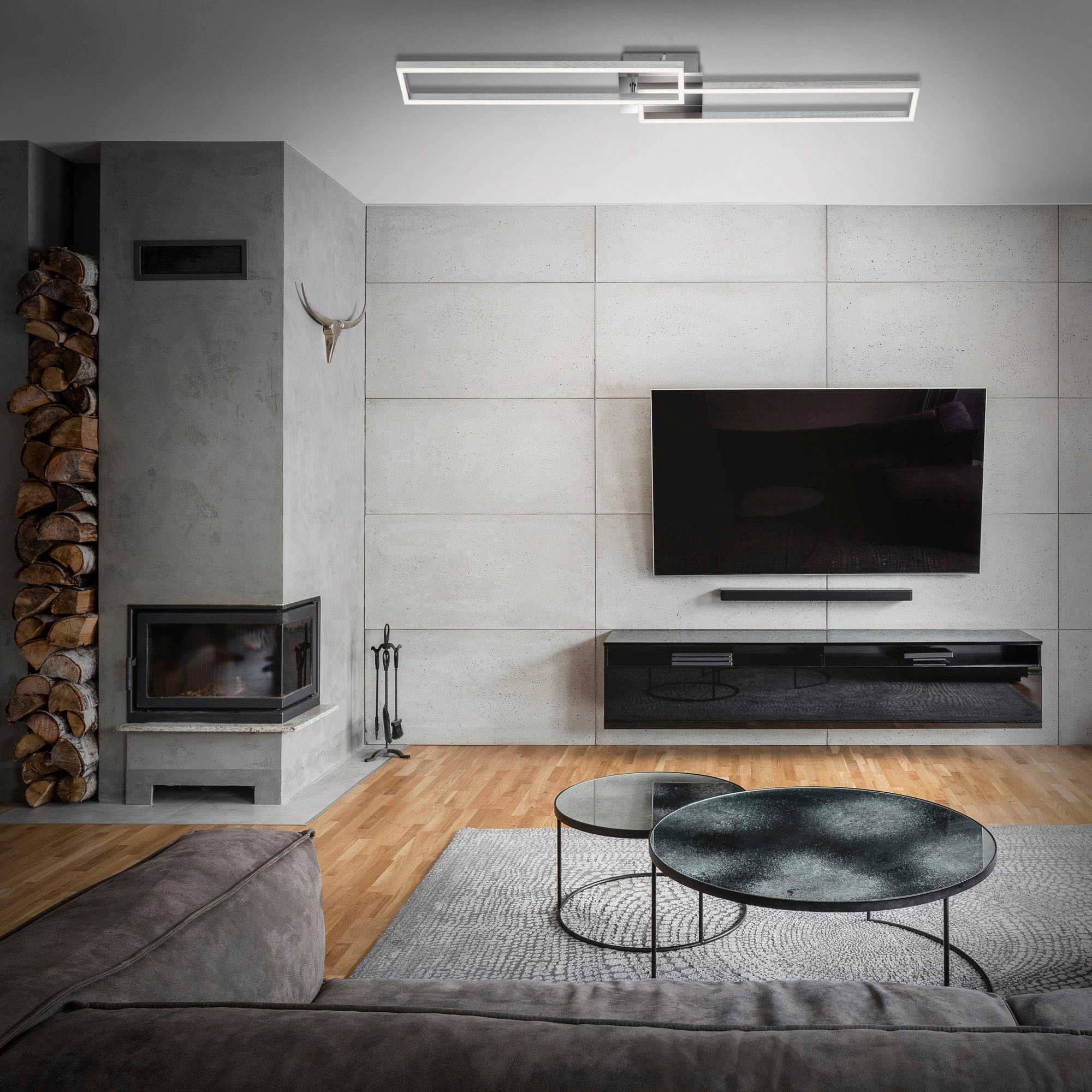 Briloner Leuchten LED Deckenleuchte »3145018 FRAME« LED-Board Kaltweiß | Neutralweiß | Tageslichtweiß | Warmweiß Deckenlampe, 110x24,8x7,8cm, Chrom, 40W, Wohnzimmer, Schlafzimmer