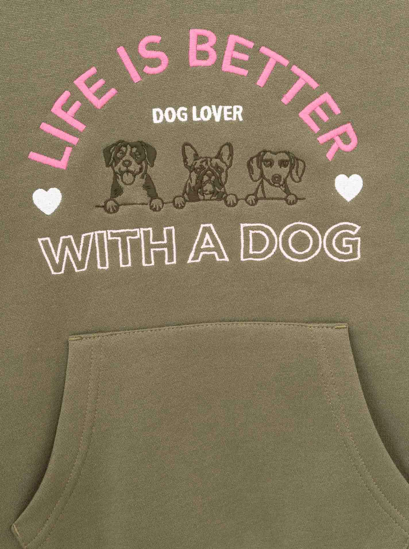 Zwillingsherz Hoodie »"Dog Life"«, Mini-Me,mit gestickten Hunden und Slogan
