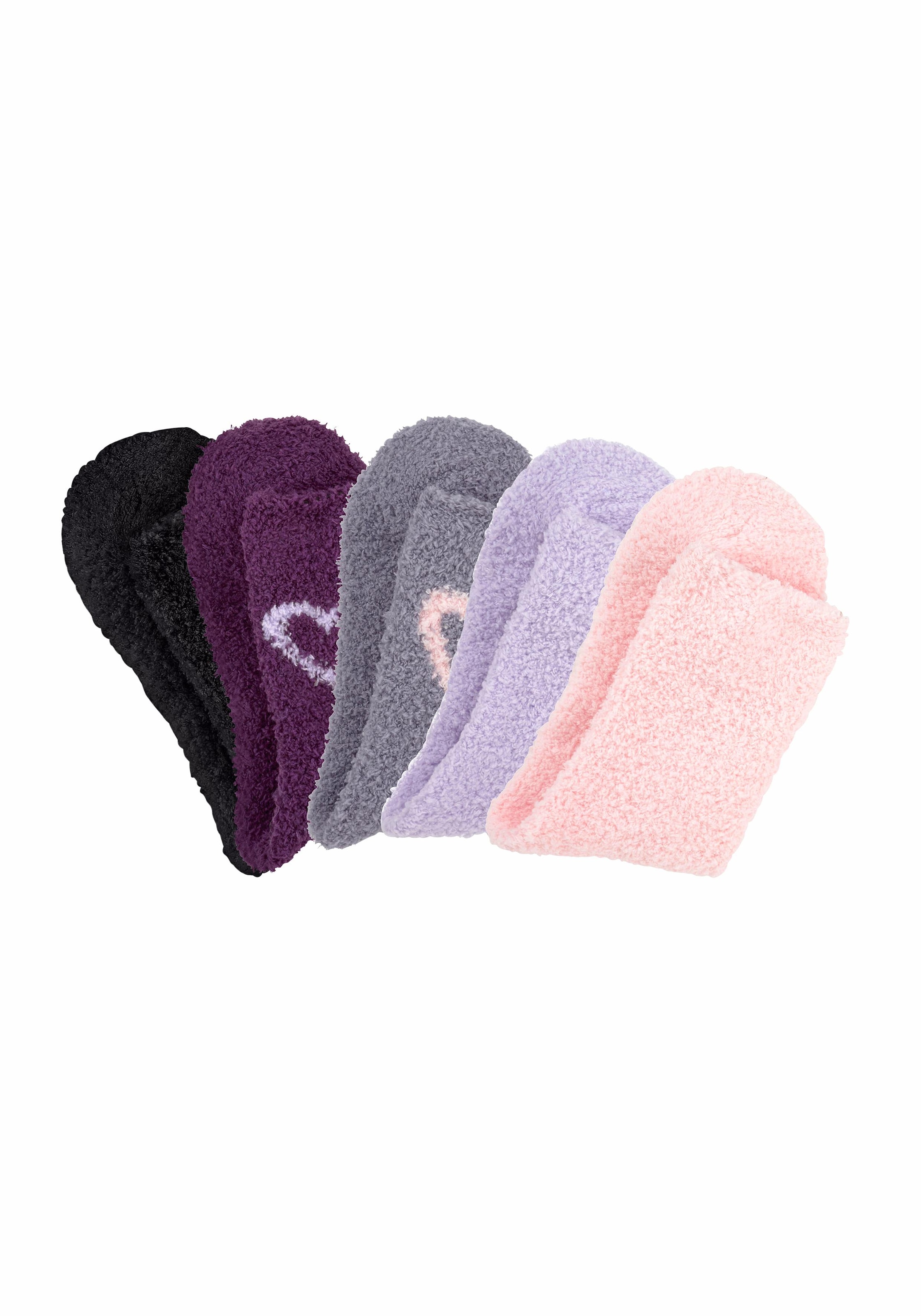 Lavana Kuschelsocken, (Set, 5 Herzen Bund bei mit ♕ am Paar)