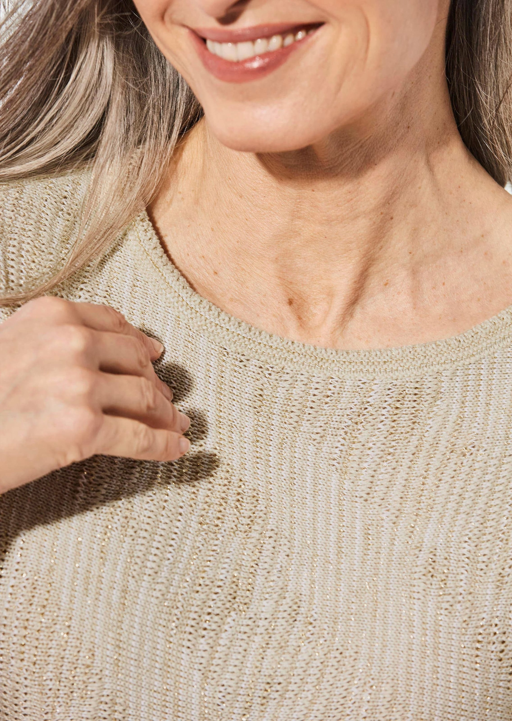 GOLDNER Rundhalspullover »Strickpullover Strickpullover mit U-Boot-Ausschnitt«