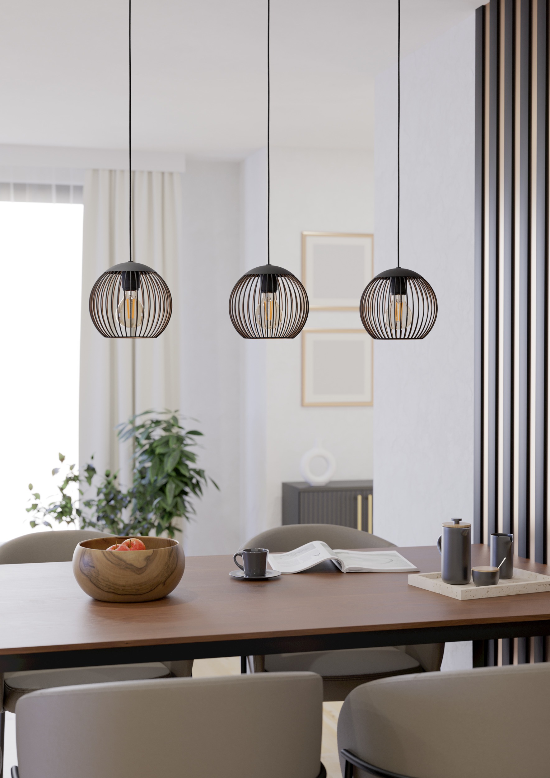 EGLO Hängeleuchte »ALMANZORA Pendellampe - Stahl - E27 - 3X60W - IP20« E27 1 Stk. Hängelampe, Deckenlampe, Wohnzimmer, Esszimmer, L90 x B20 x H110 cm