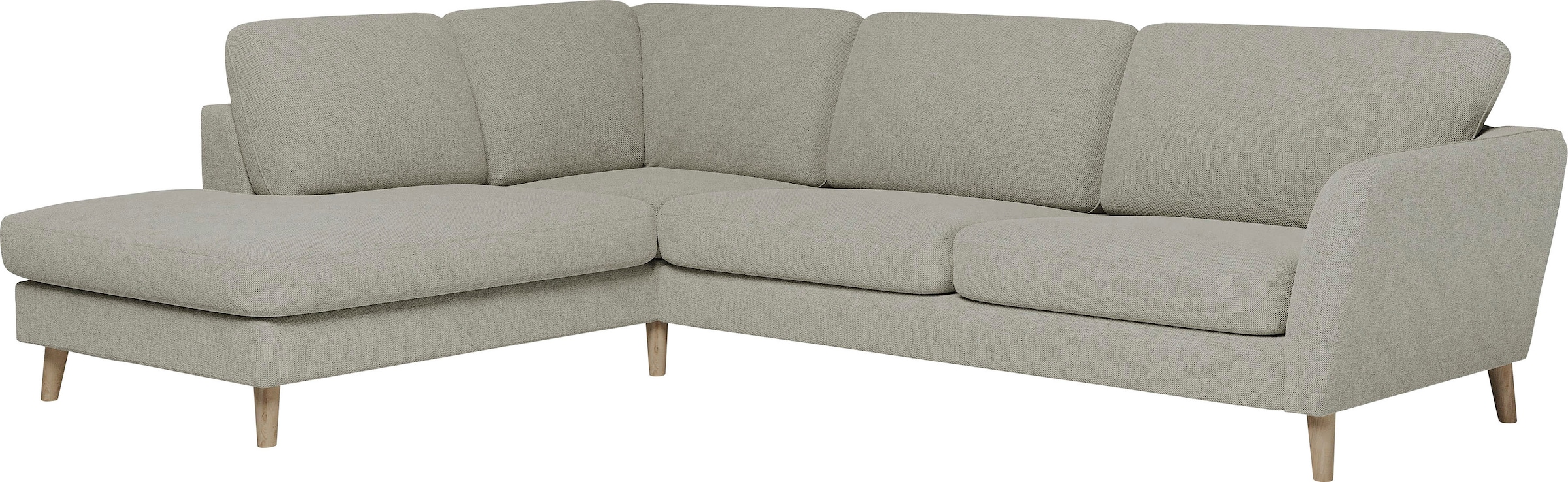 Home affaire Ecksofa »MARSEILLE 278/202 cm, L-Form, Ottom. rechts/links, verschiedene Bezüge«, Massivholzbeine Eiche, Landhausstil, Wellenunterfederung