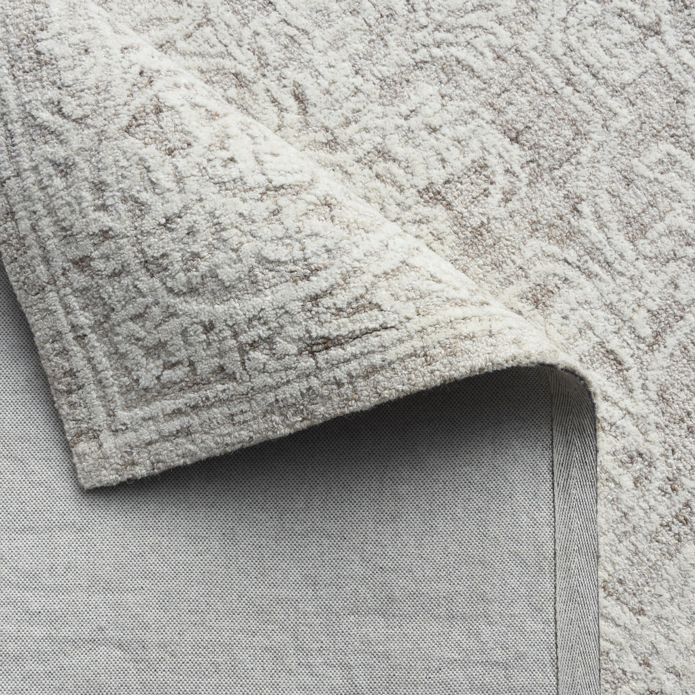 my home Wollteppich »Umea, handgefertigt, Wolle, Hoch-Tief-Struktur« rechteckig 14 mm Höhe einfarbig, Wolle, Teppich, Wohnzimmer, Schlafzimmer, Esszimmer