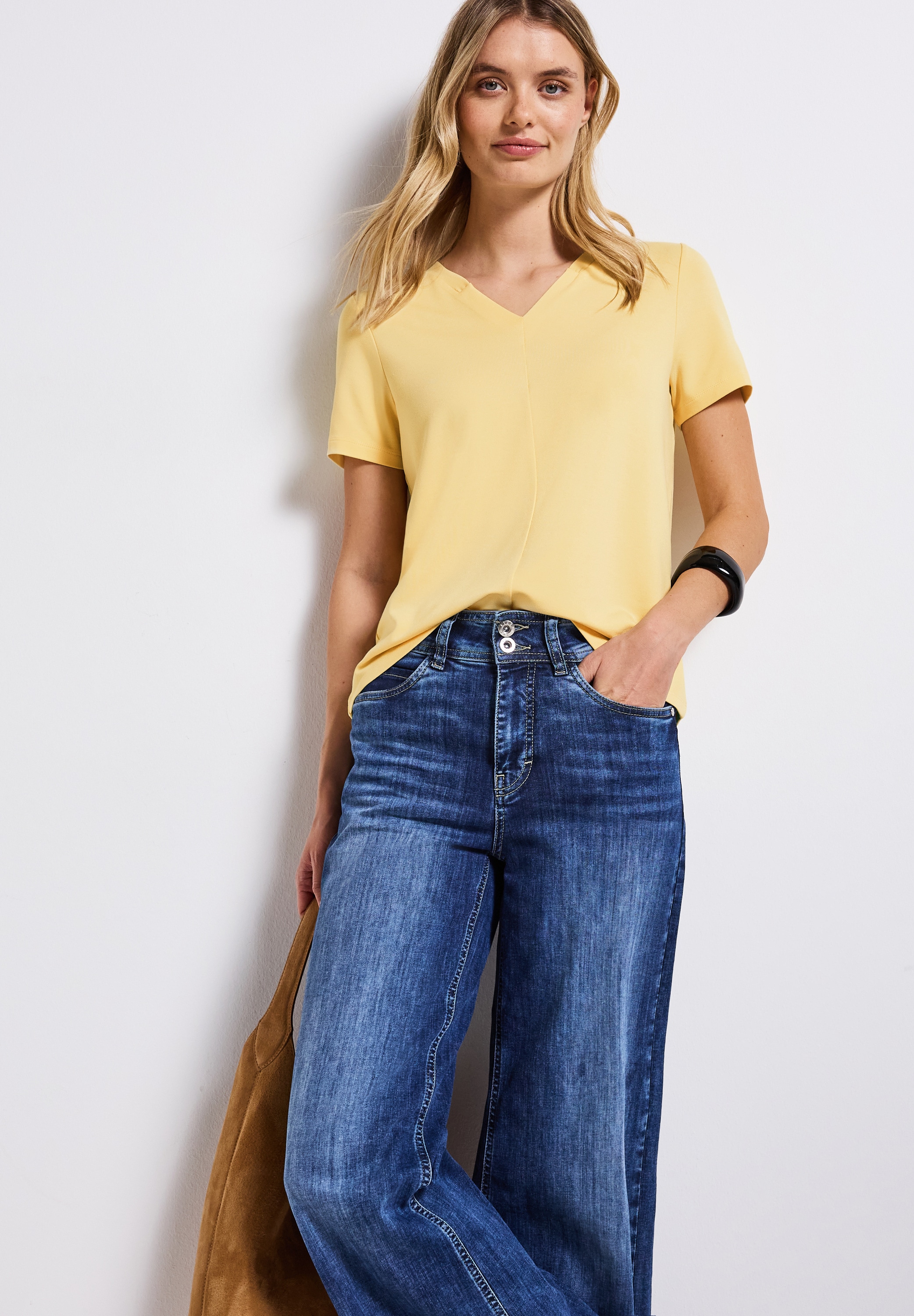 STREET ONE V-Shirt, aus Viskose-Stretch