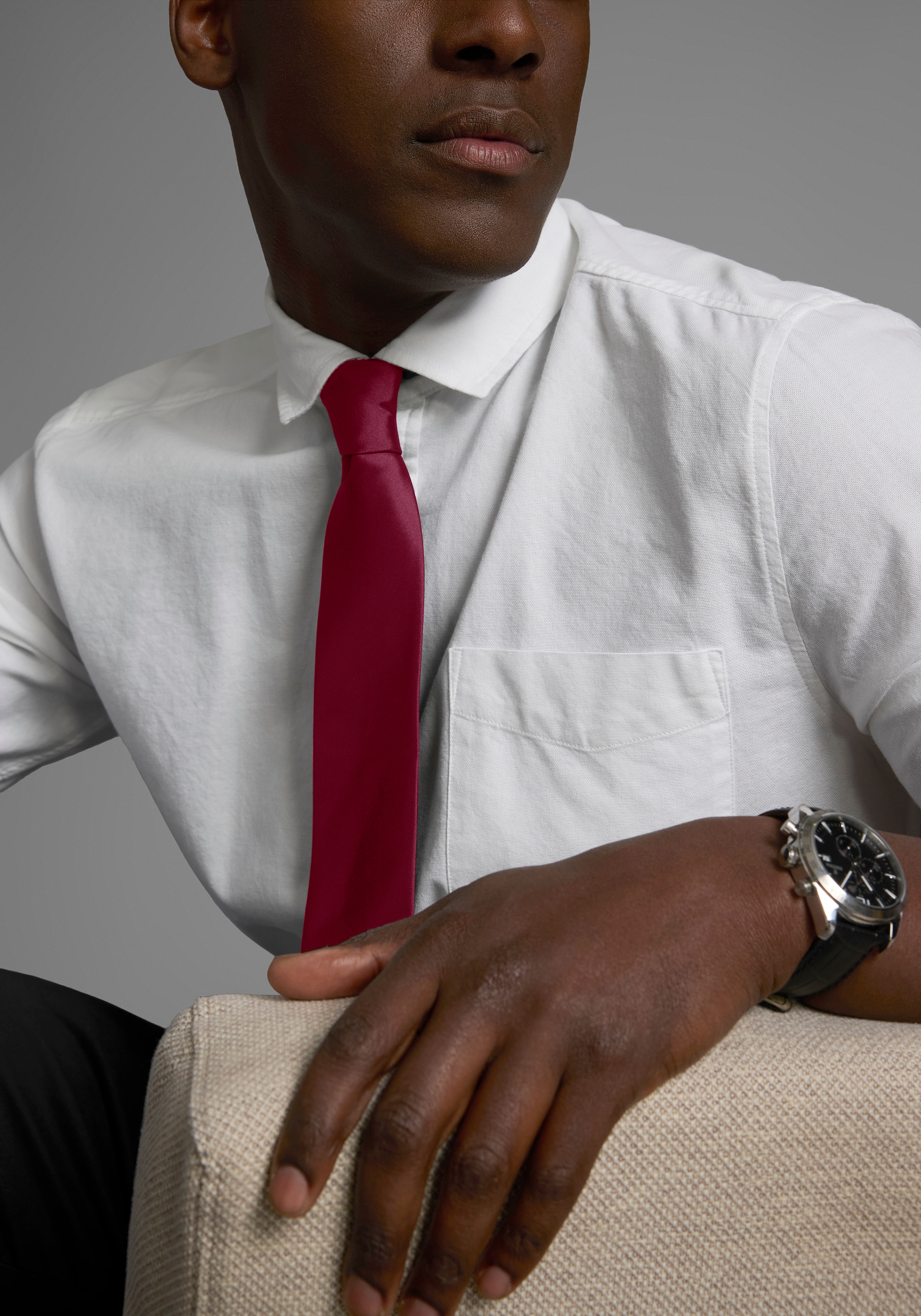 Man's World Krawatte in klassischen Farben & Slim-Breite - neue Farben bordeaux & petrol