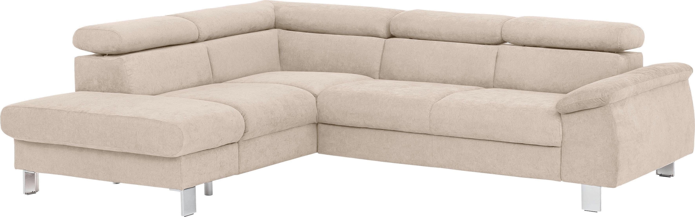 COTTA Polstergarnitur »Komaris L-Form«, (Set), Set bestehend aus: Ecksofa mit Kopfteilverstellung & Hocker