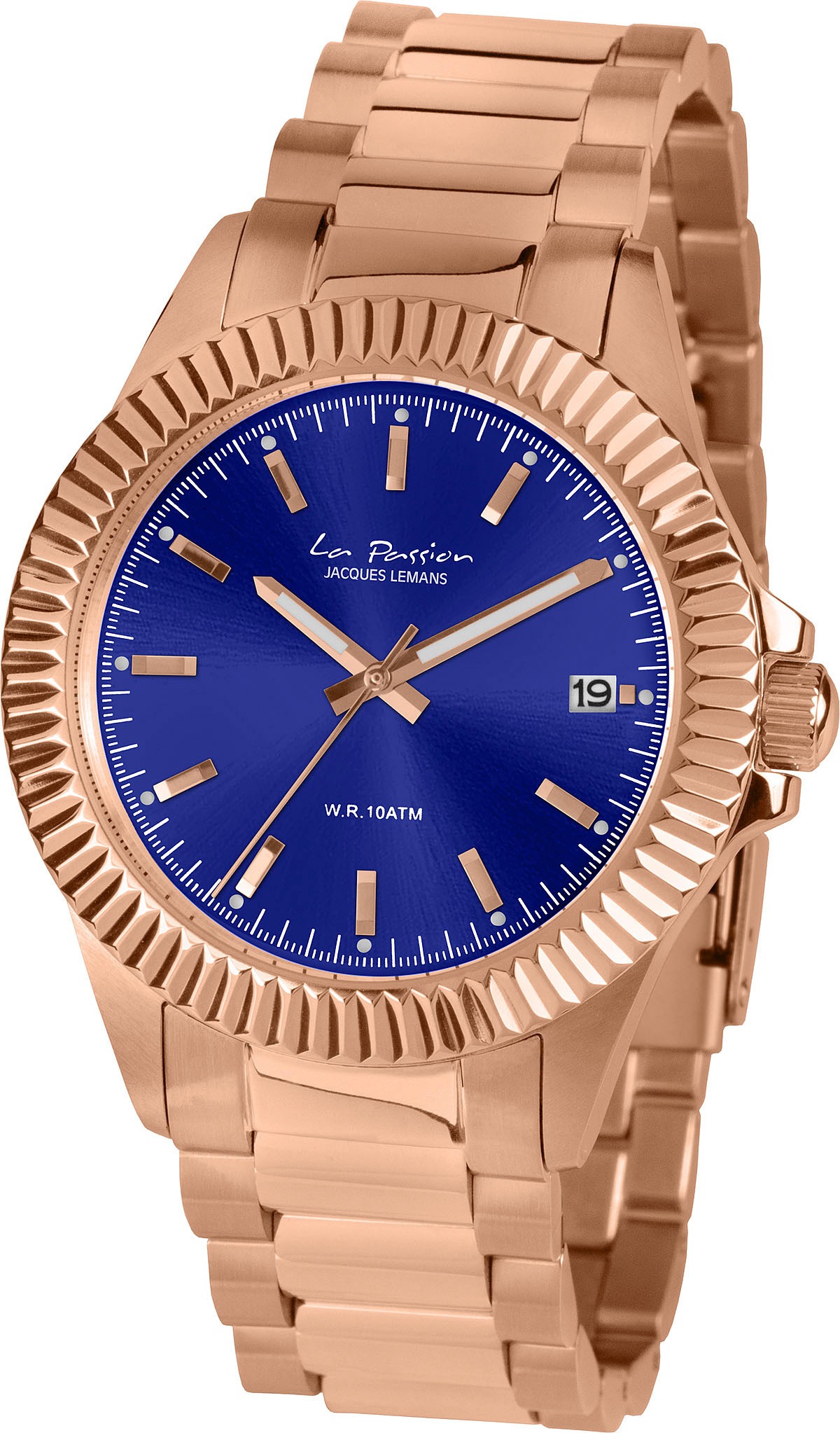 Jacques Lemans »La Passion« Armbanduhr, Damenuhr, Edelstahlarmband, analog, Datum, Leuchtindex