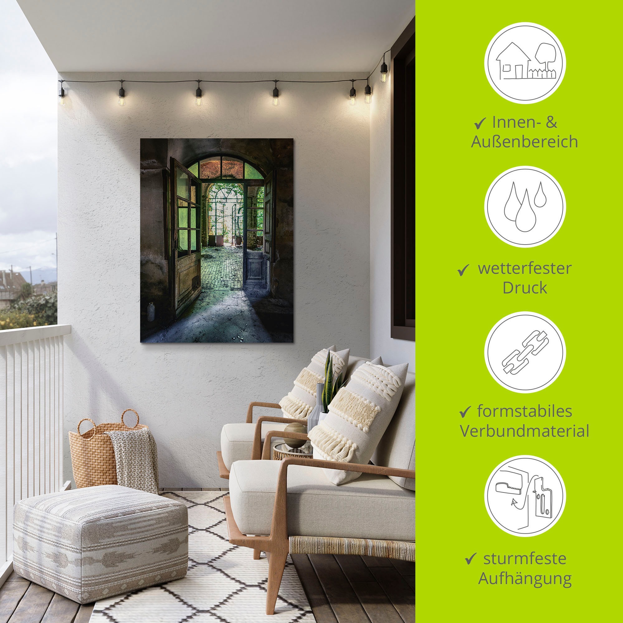 Artland Wandbild »Lost Place - alte Tür Fenster« Fenster & Türen 1 Stk. tlg. als Alubild, Leinwandbild, Poster in verschied. Größen