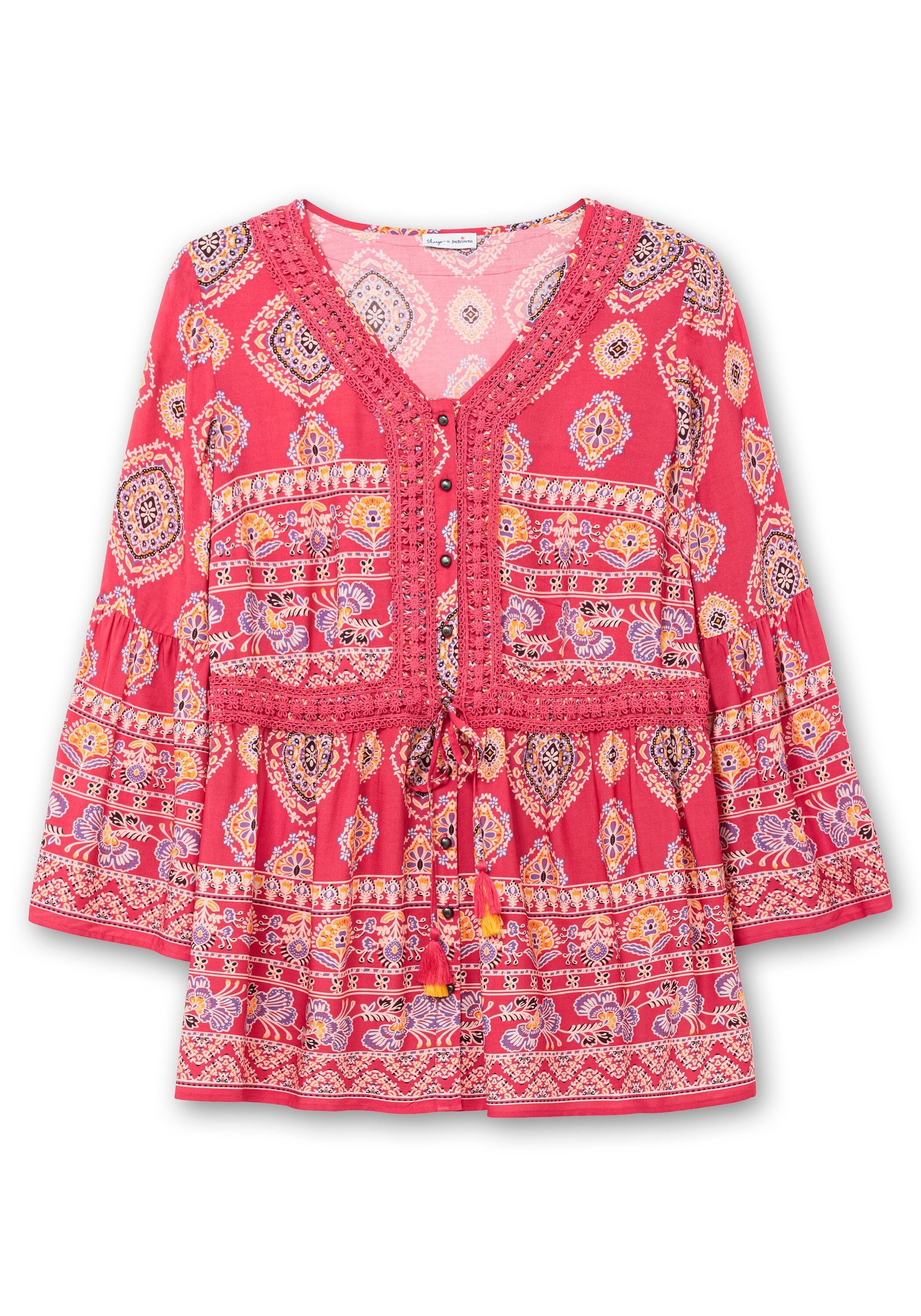 Sheego Longbluse »Longbluse im Ethno-Stil, mit Crochet-Spitze«