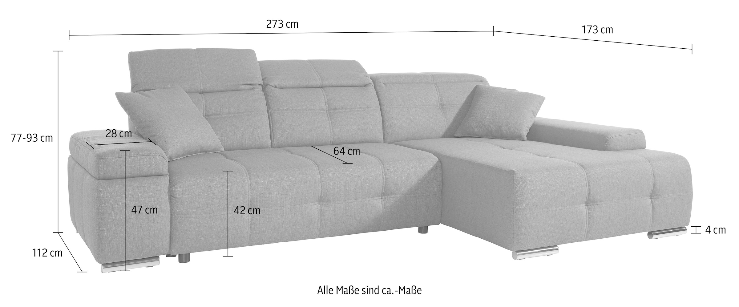 sit&more Ecksofa »Mistral L-Form«, wahlweise mit Bettfunktion