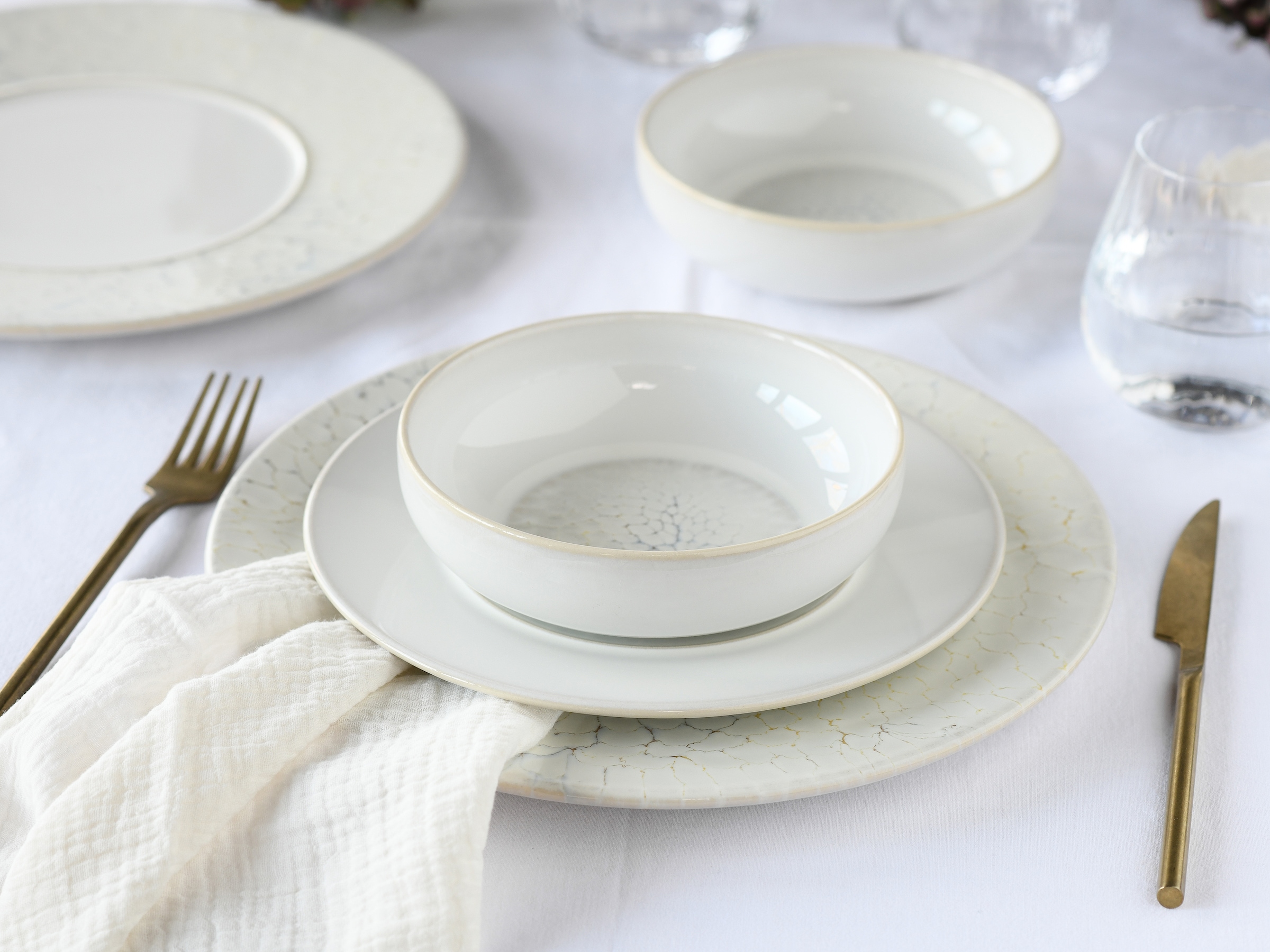 CreaTable Teller-Set »Unico, Teller Set, 8-tlg.« Eleganter Flair, Breite Fahne, Edel