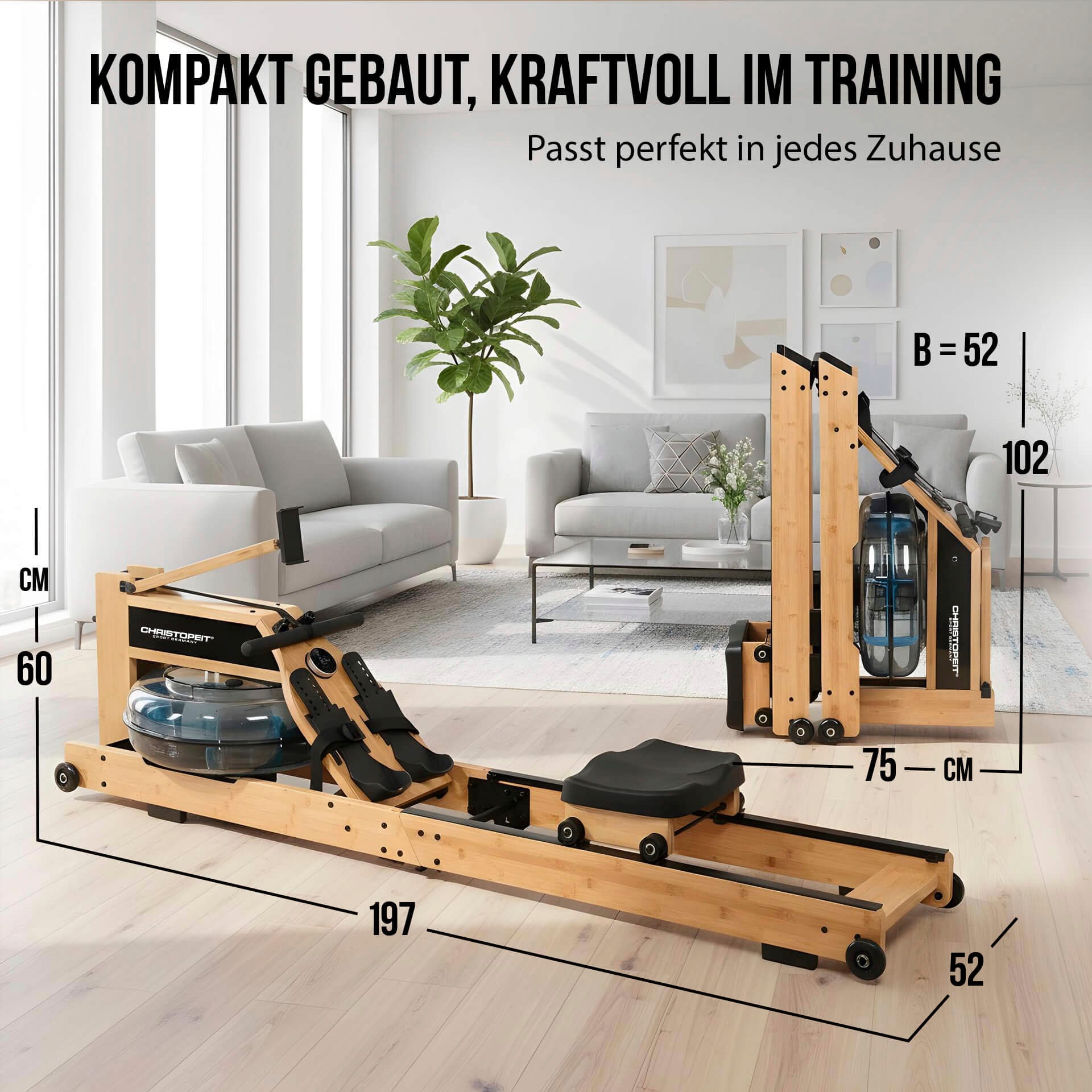 Christopeit Sport® Rudergerät »Wasserrudergerät Colorado« Rudermaschine, klappbar