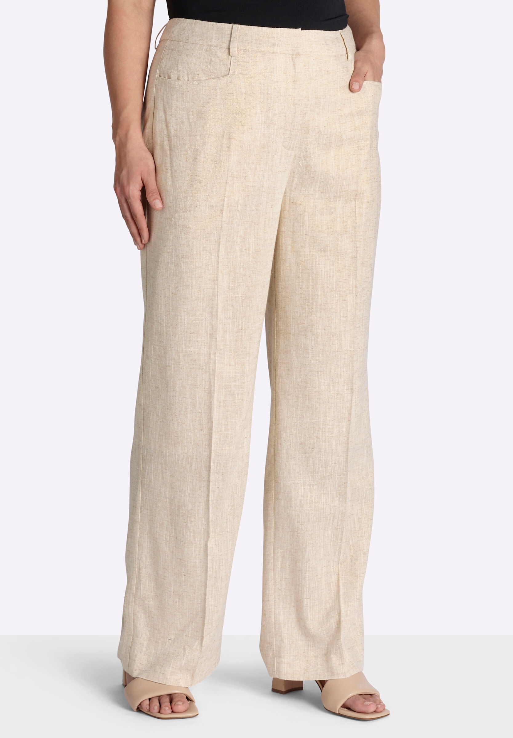 Sheego Bügelfaltenhose »Leinen-Hose Leinenhose mit Lurexfaden«