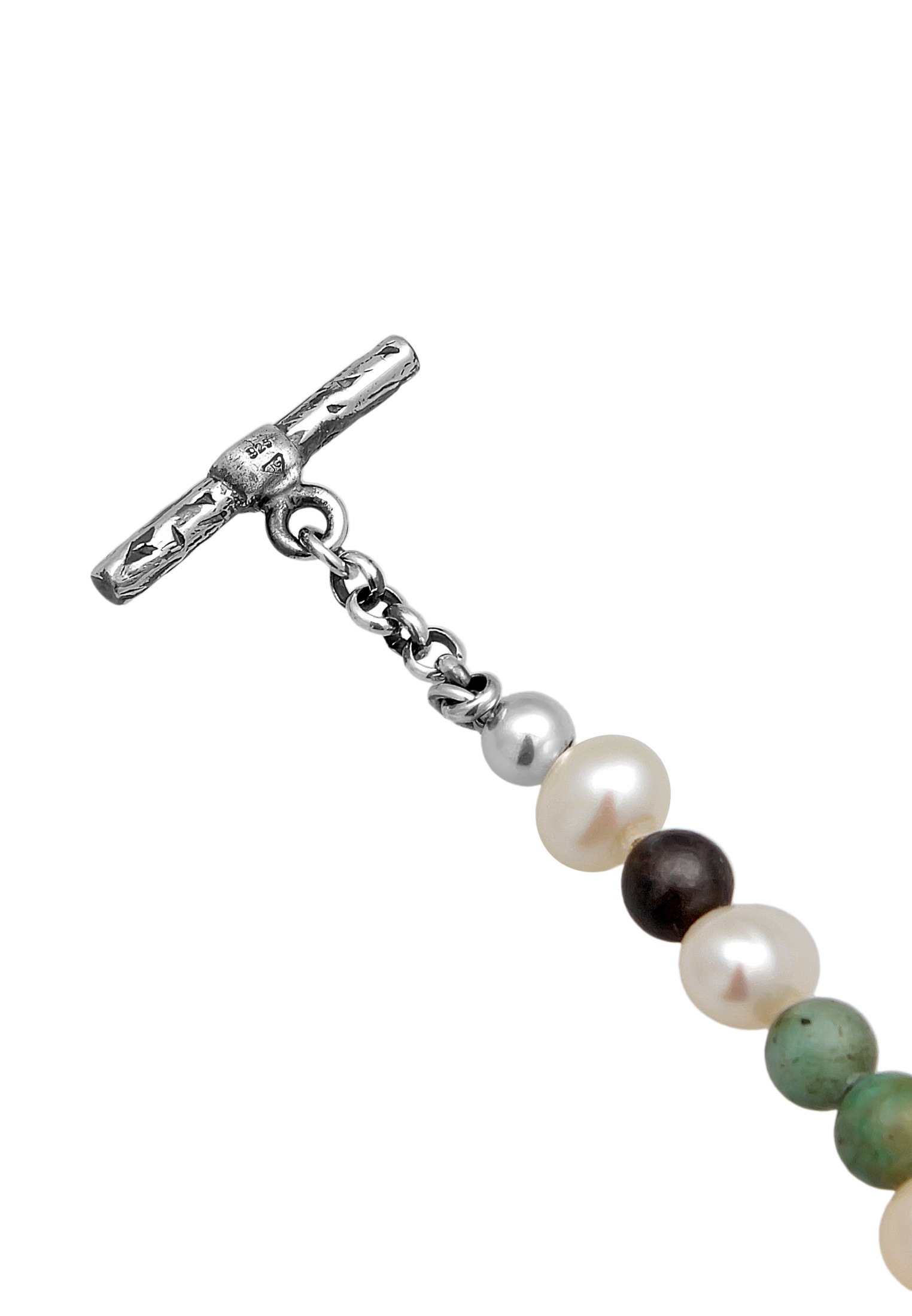 HAZE & GLORY Silberkette »Halskette Süßwasserperlen Afrikanischer Türkis T-Bar 925 Silber«