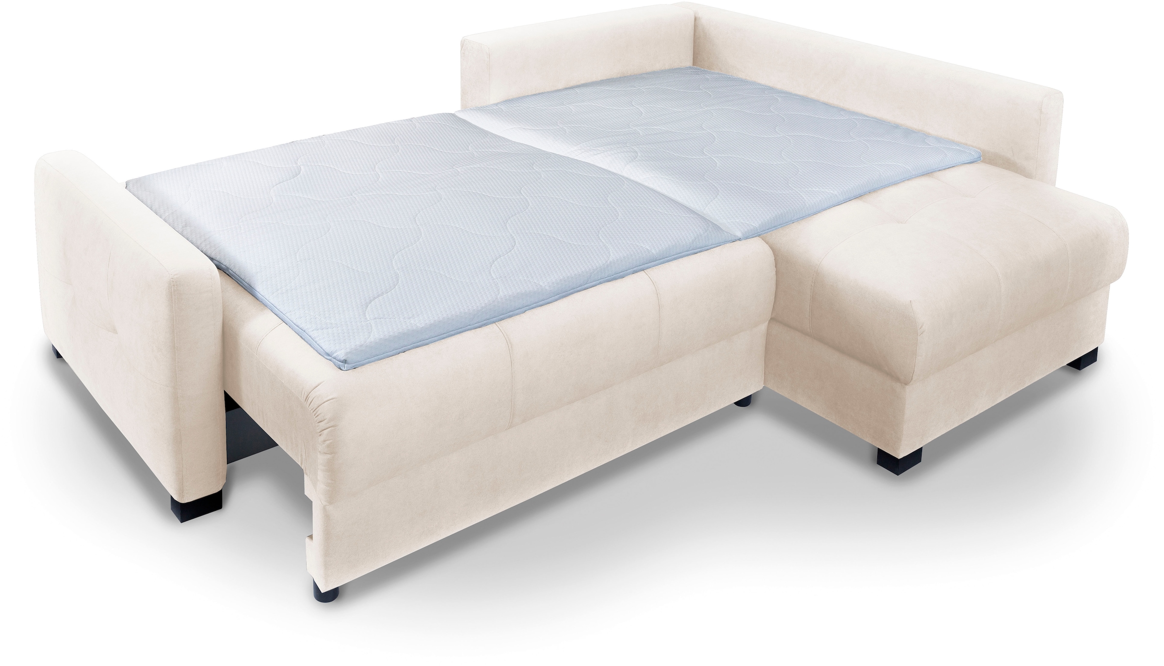 exxpo - sofa fashion Ecksofa »Chester, Boxspring Federkern-Polsterung für bequemeren Sitzkomfort« L-Form, schmale Armlehnen, Bettfunktion u. Bettkasten