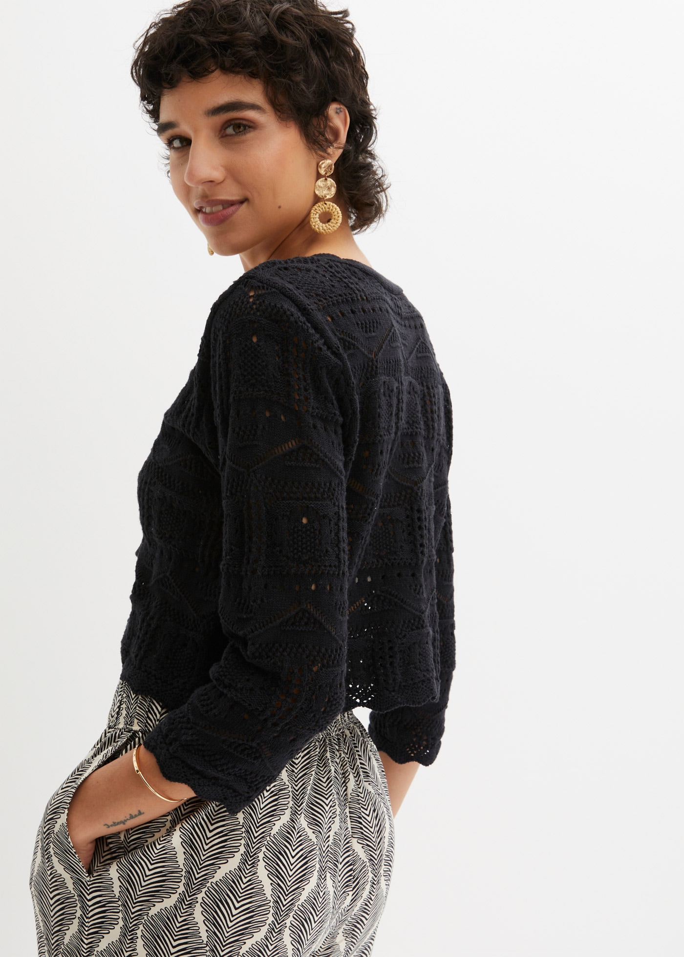 bonprix Ajourstrickjacke »Ajour-Bolero« bequeme Passform, 3/4-Ärmel, Ajour-Bolero