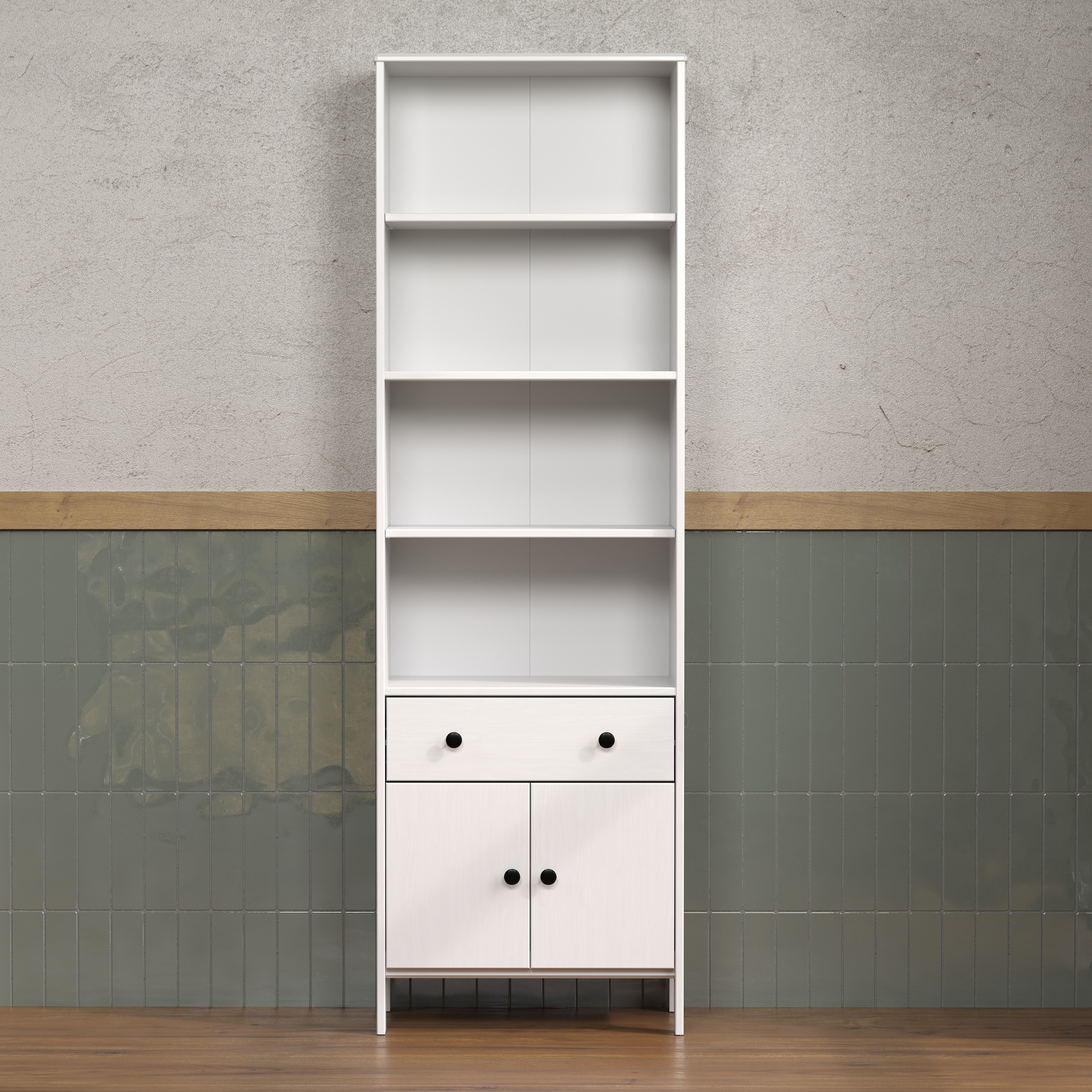 welltime Hochschrank »Kall«, (1 St.), Badezimmerschrank aus Kiefer-Massivholz - Maße (B/T/H) 60/33/188 cm