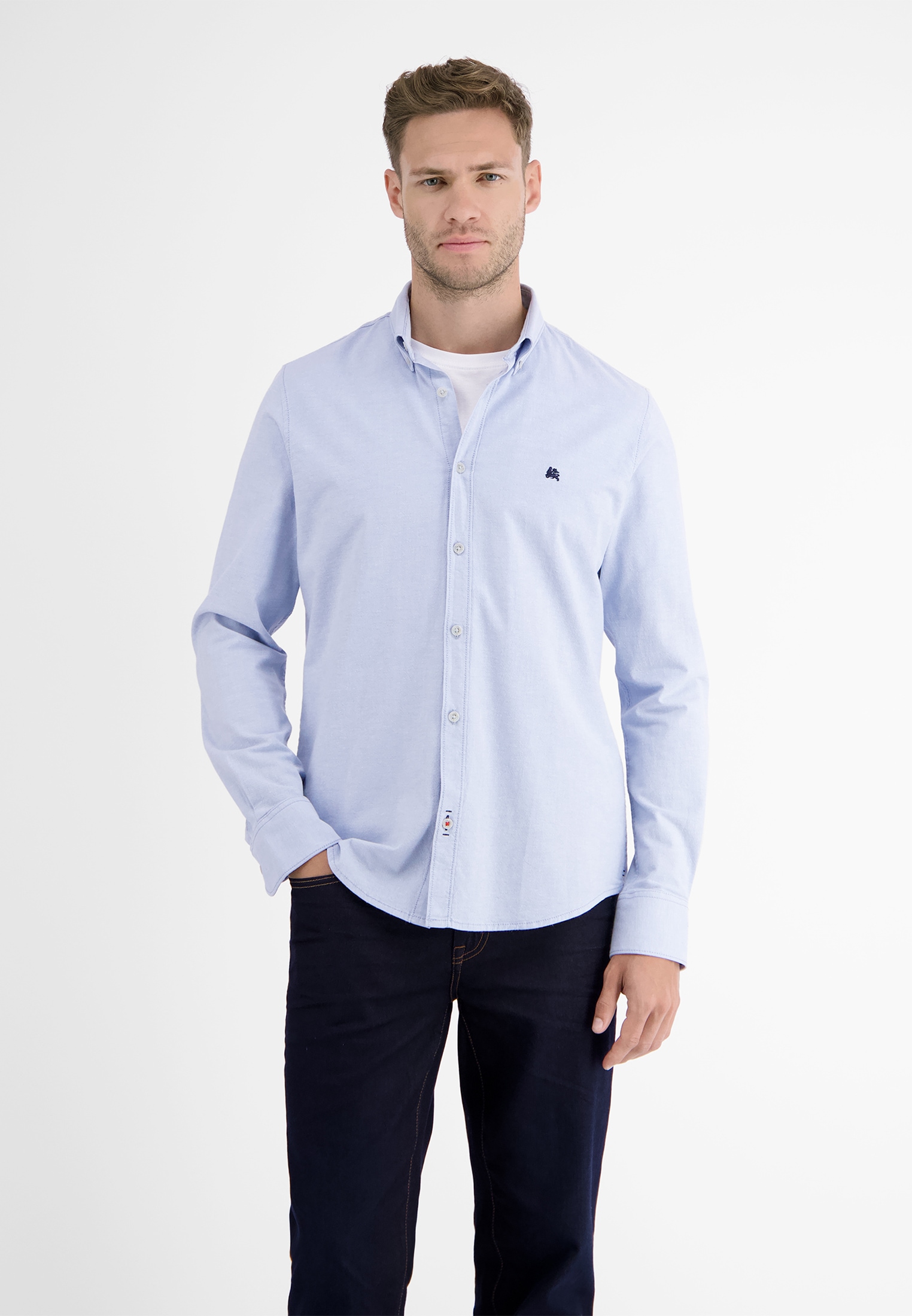 LERROS Langarmhemd »LERROS Oxfordhemd, unifarben«