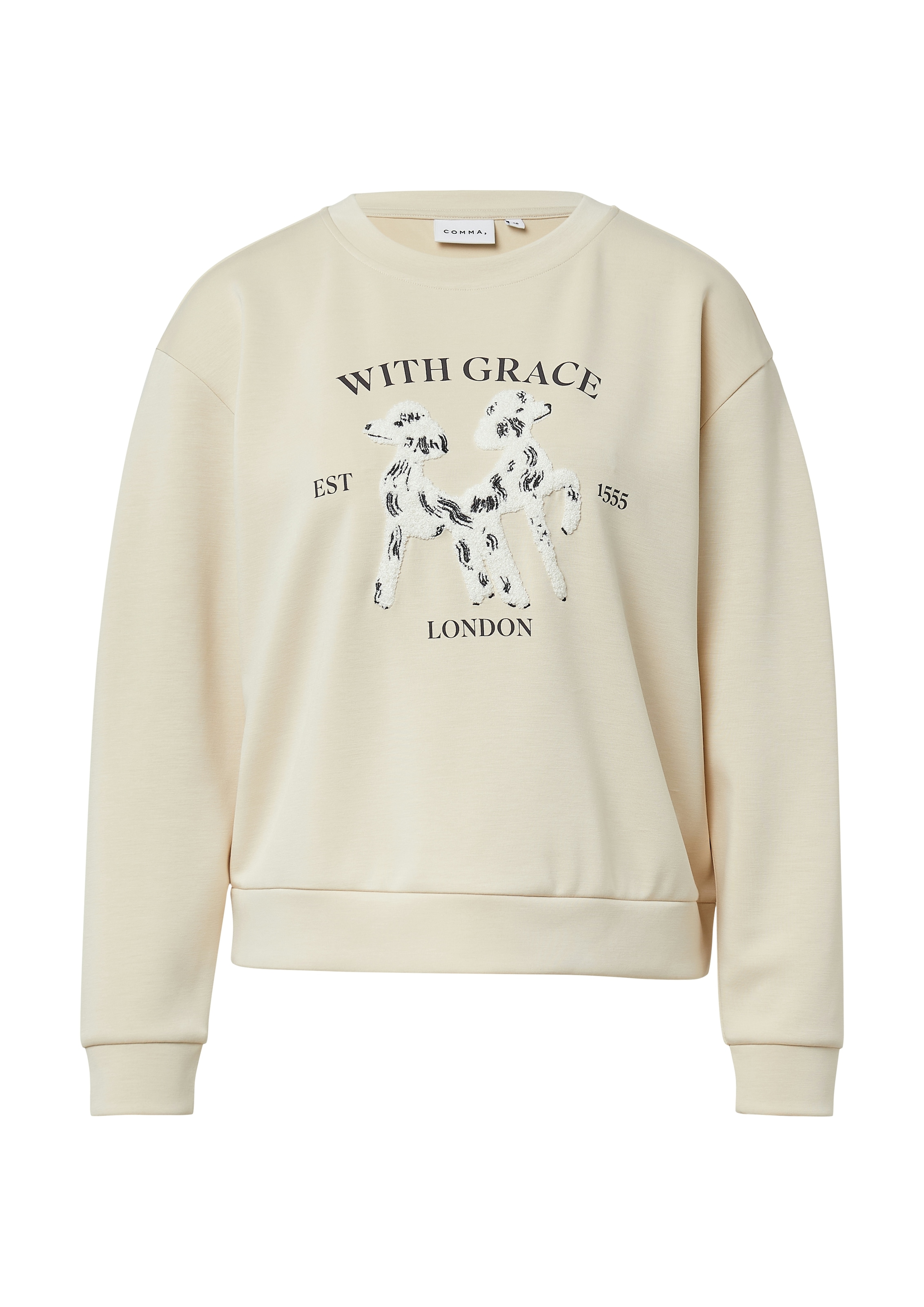 Comma Sweatshirt, mit Print und Aufnähern
