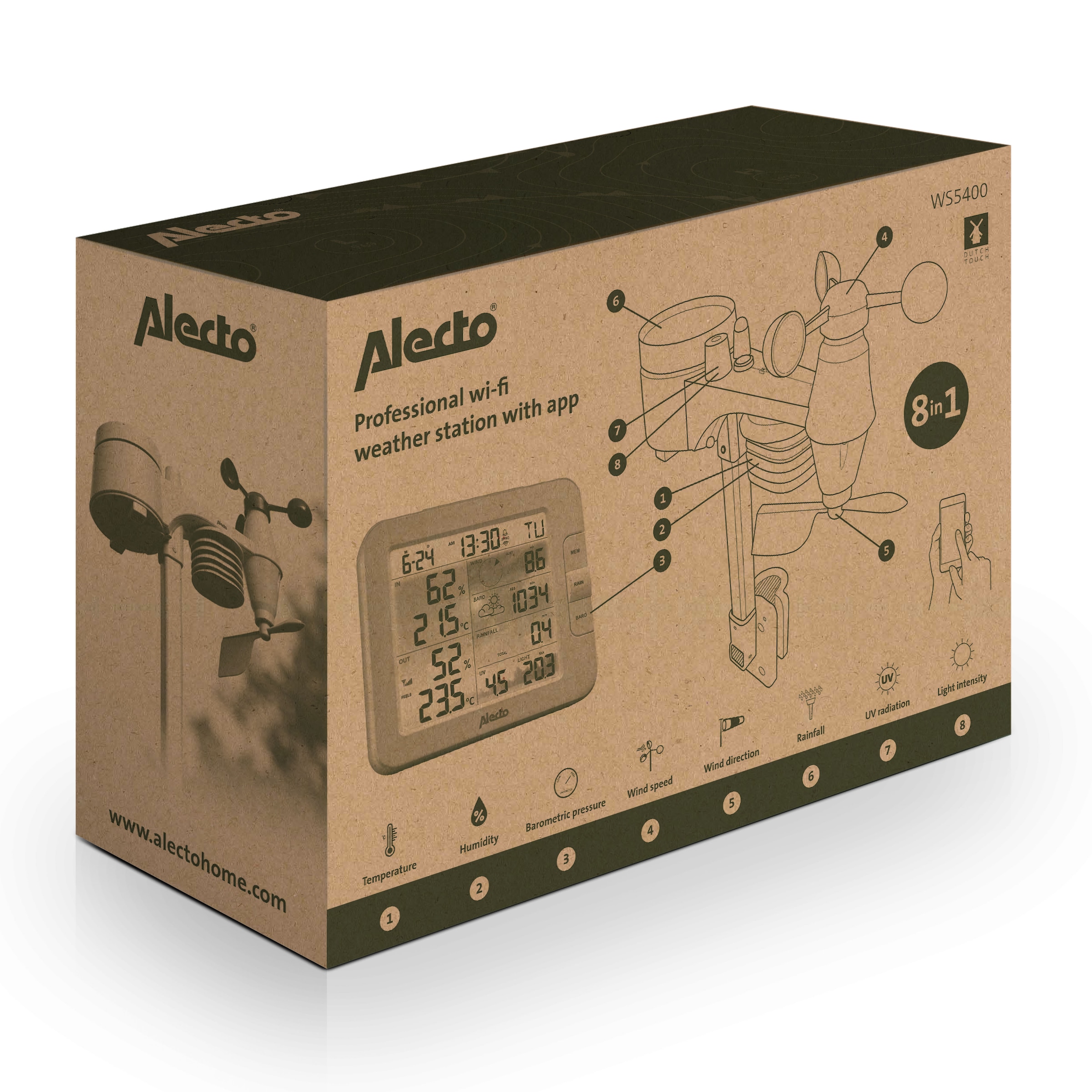 Alecto Wetterstation »WS5400«, (mit Außensensor), 7in1, Tuya/Smartlife-fähig