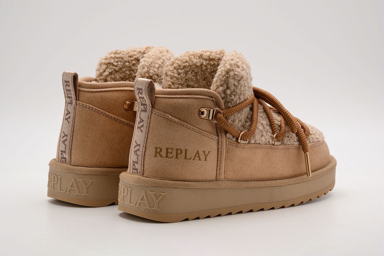 Replay Winterboots »SANTA MINI CURLY«  Plateauboots, Schnürboots in Teddy-Optik