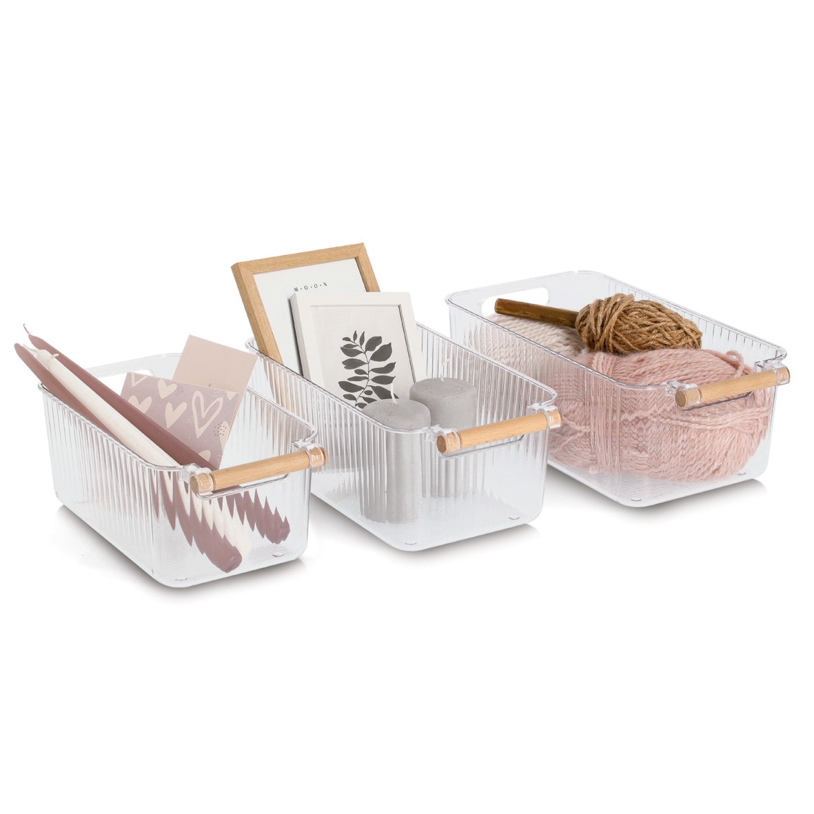 Zeller Present Aufbewahrungsbox »Aufbewahrungsboxen-Set, 3-tlg.« Kunststoff/Bambus, ca. 28x16x11, 31x17x11,5, 34x18x12 cm