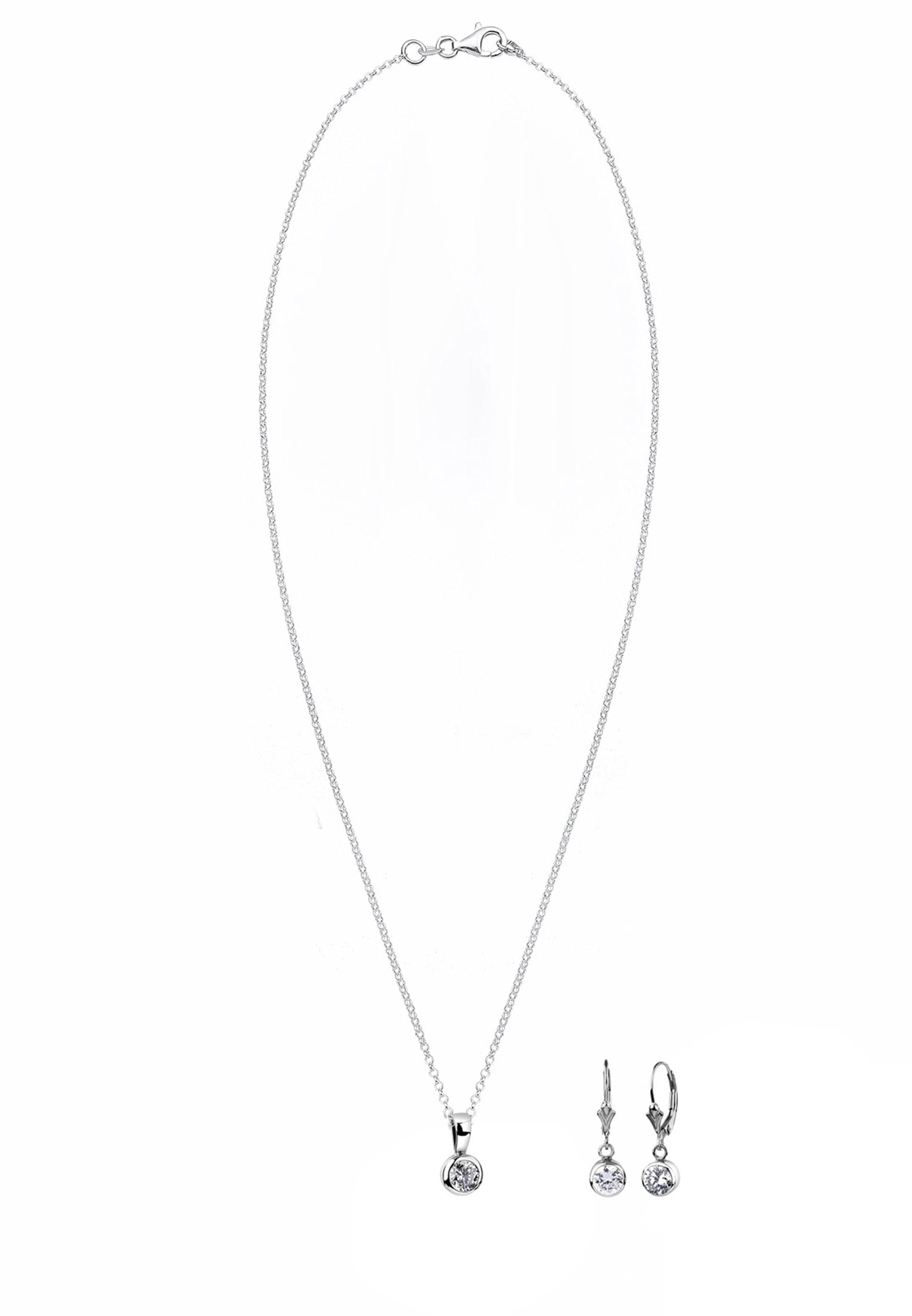 Nenalina Ohrring und Ketten Set »Schmuckset Kette Ohrhänger Solitär Zirkonia Steine 925 Silber« ()