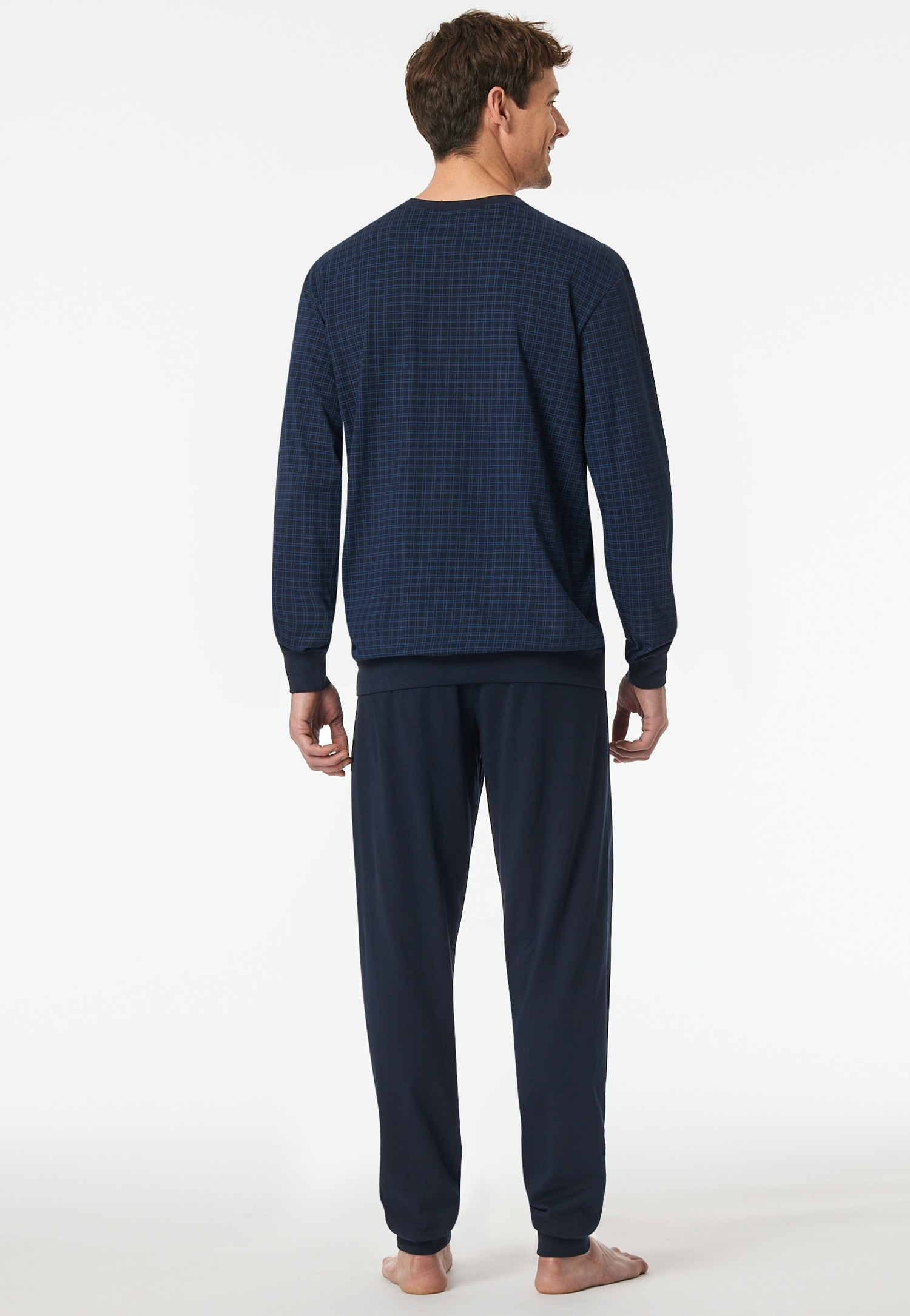 Schiesser Pyjama »Comfort Essentials«, (2 tlg.), V-Ausschnitt, Brusttasche, Baumwolle, Langarm