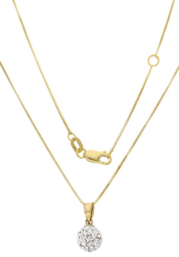 Firetti Kette mit Anhänger »Schmuck Geschenk Gold 375 Halsschmuck Halskette Goldkette Venezianer«, mit Kristallstein (synth.)