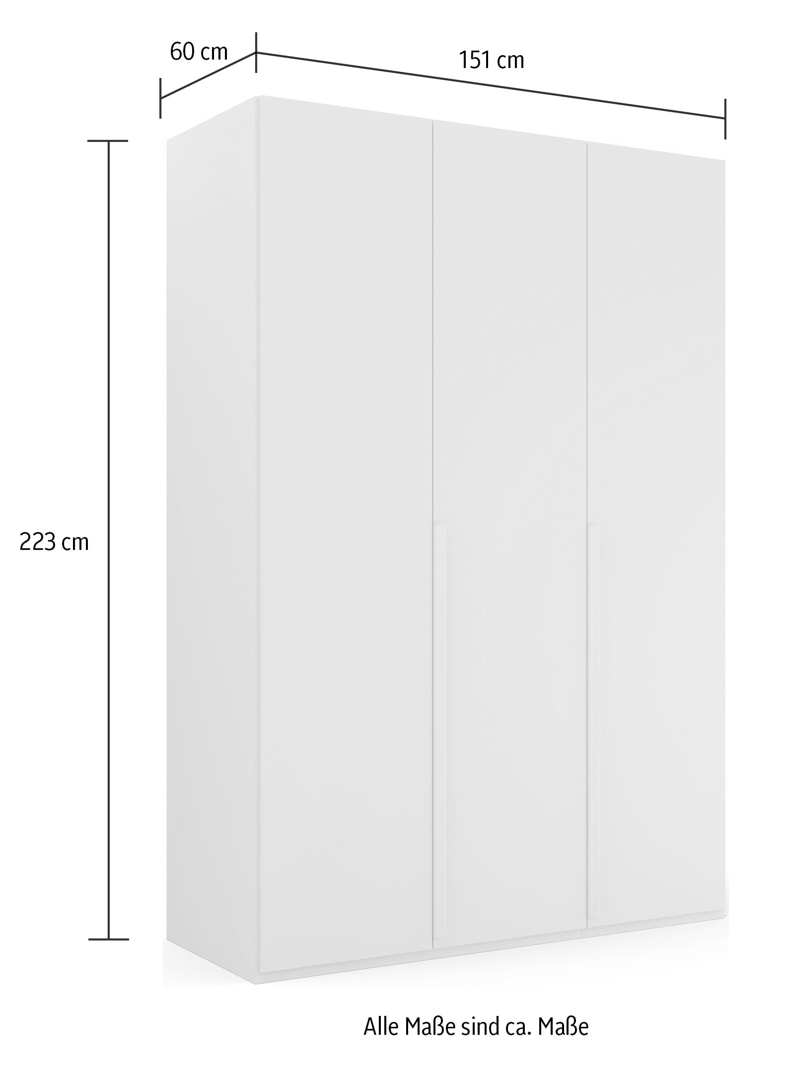 rauch Drehtürenschrank »Kleiderschrank Schrank Garderobe Wäscheschrank PURISMA Glasfront« in den Breiten 151/201/251/301 cm, inkl. SOFT-CLOSE-FUNKTION,  schlichte Eleganz, mit umfangreicher Innenausstattung MADE IN GERMANY