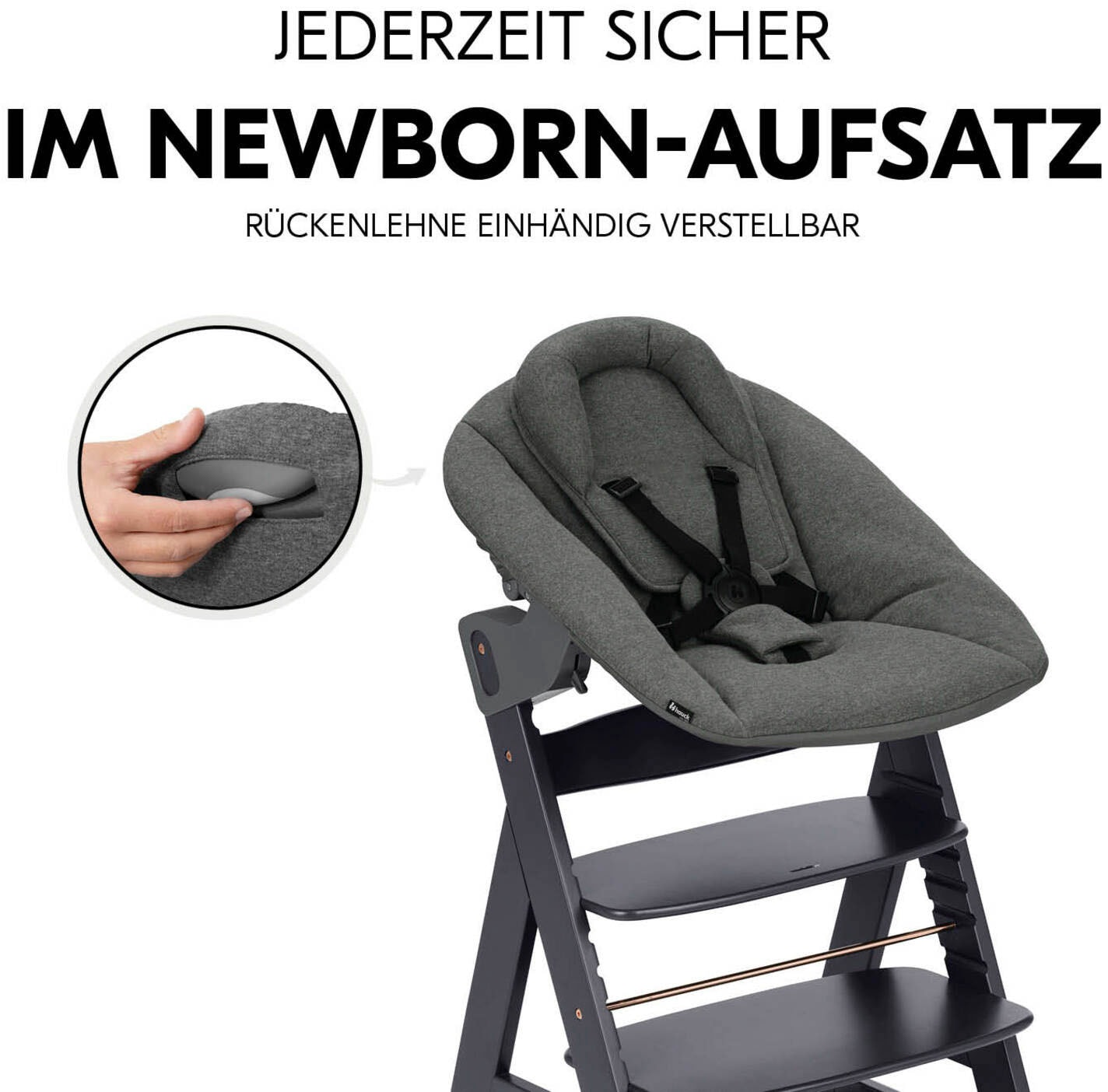 Hauck Hochstuhl »Alpha Newborn Set Plus, Dark Grey«, mit Newborn Aufsatz; FSC® - schützt Wald - weltweit