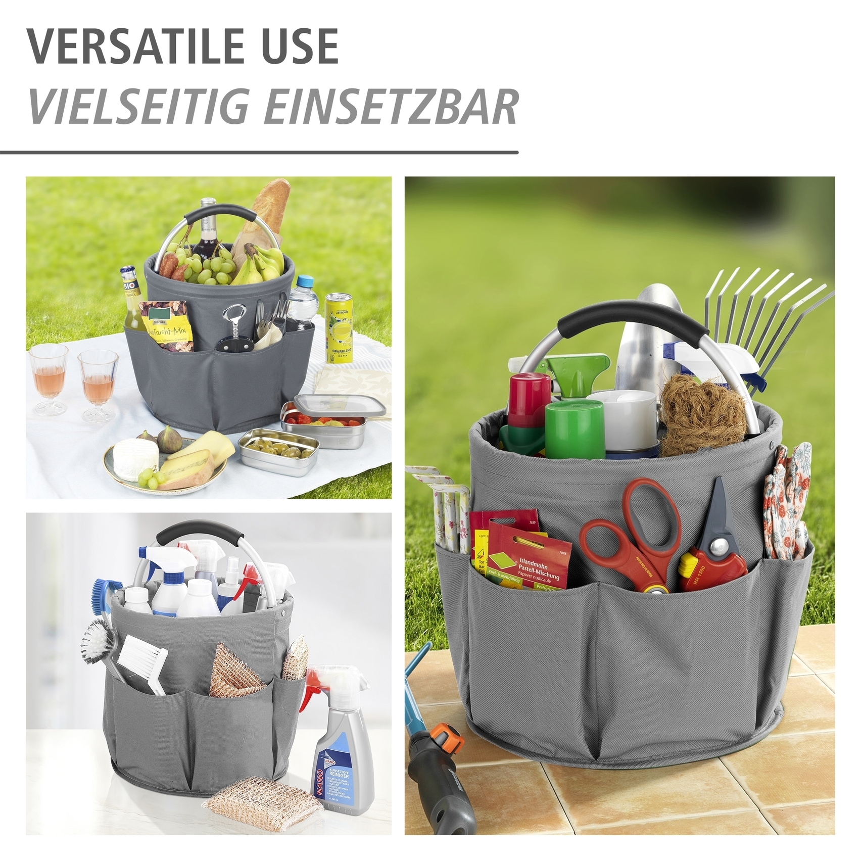 WENKO Organizer »Universal-Reinigungs-Caddy« Allzweckkorb mit 6 Außentaschen, ideal für Haushalt, Garten & Camping