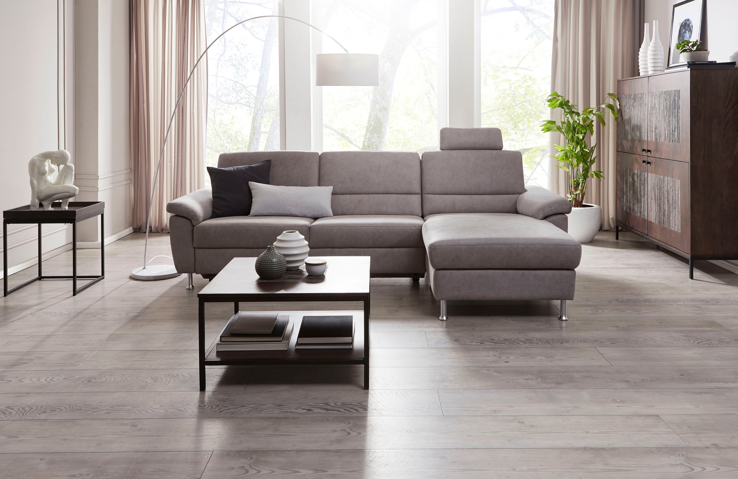 CALIZZA INTERIORS Ecksofa »Onyx L-Form«, Recamiere links oder rechts, wahlweise mit Bettfunktion, Breite 270 cm
