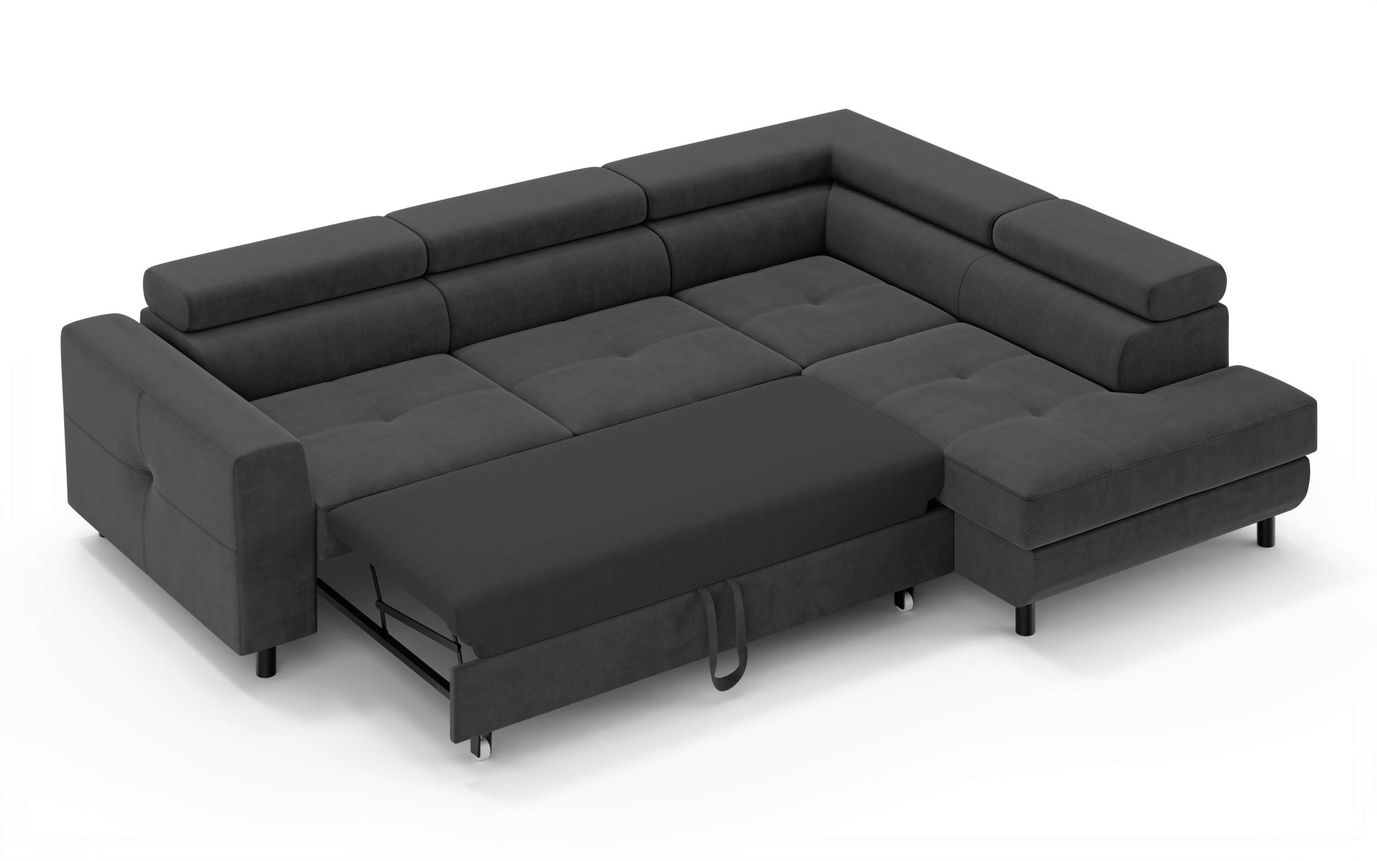 OTTO home Ecksofa »AADEN Schlafsofa mit verstellbaren Kopfstützen, B/T/H: 254/199/90 cm«, mit Bettfunktion und Bettkasten, Ottomane rechts/links bestellbar