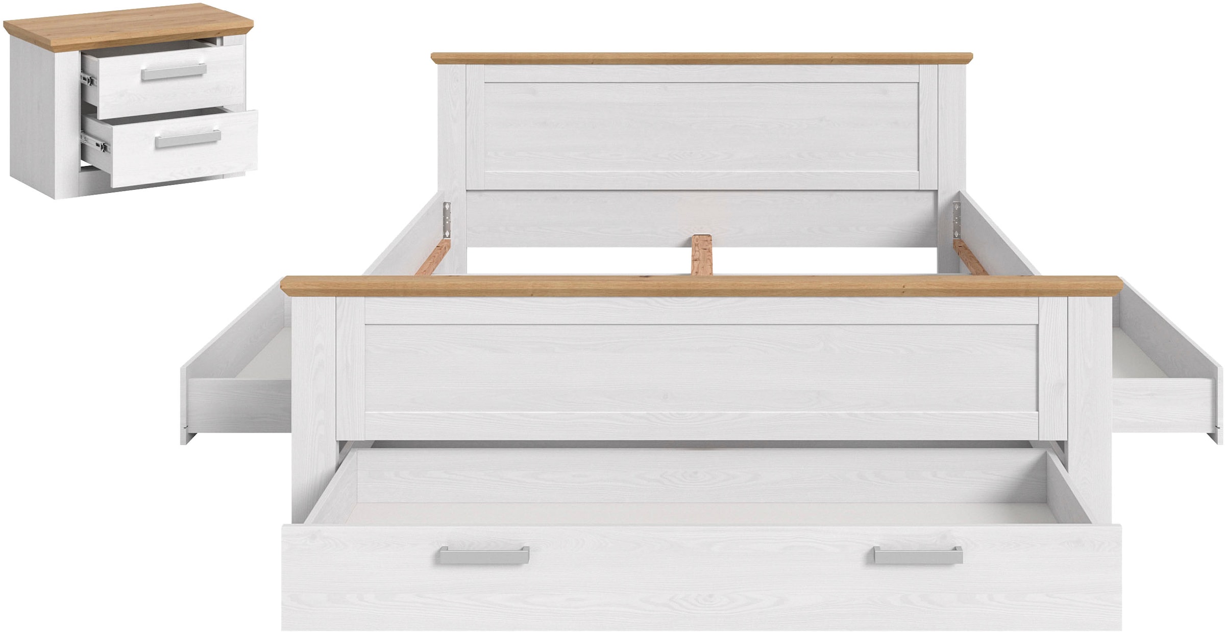 Home affaire Schlafzimmer-Set »COSENZA, TOPSELLER!, 2-teilig, Stauraumbett & Nachttisch« Matratzengröße 180x200 cm, viel Stauraum, ohne Lattenrost & Matratze, 2 tlg. tlg. Schlafzimmer, Schlafen, Set, Kombination, Bettanlage